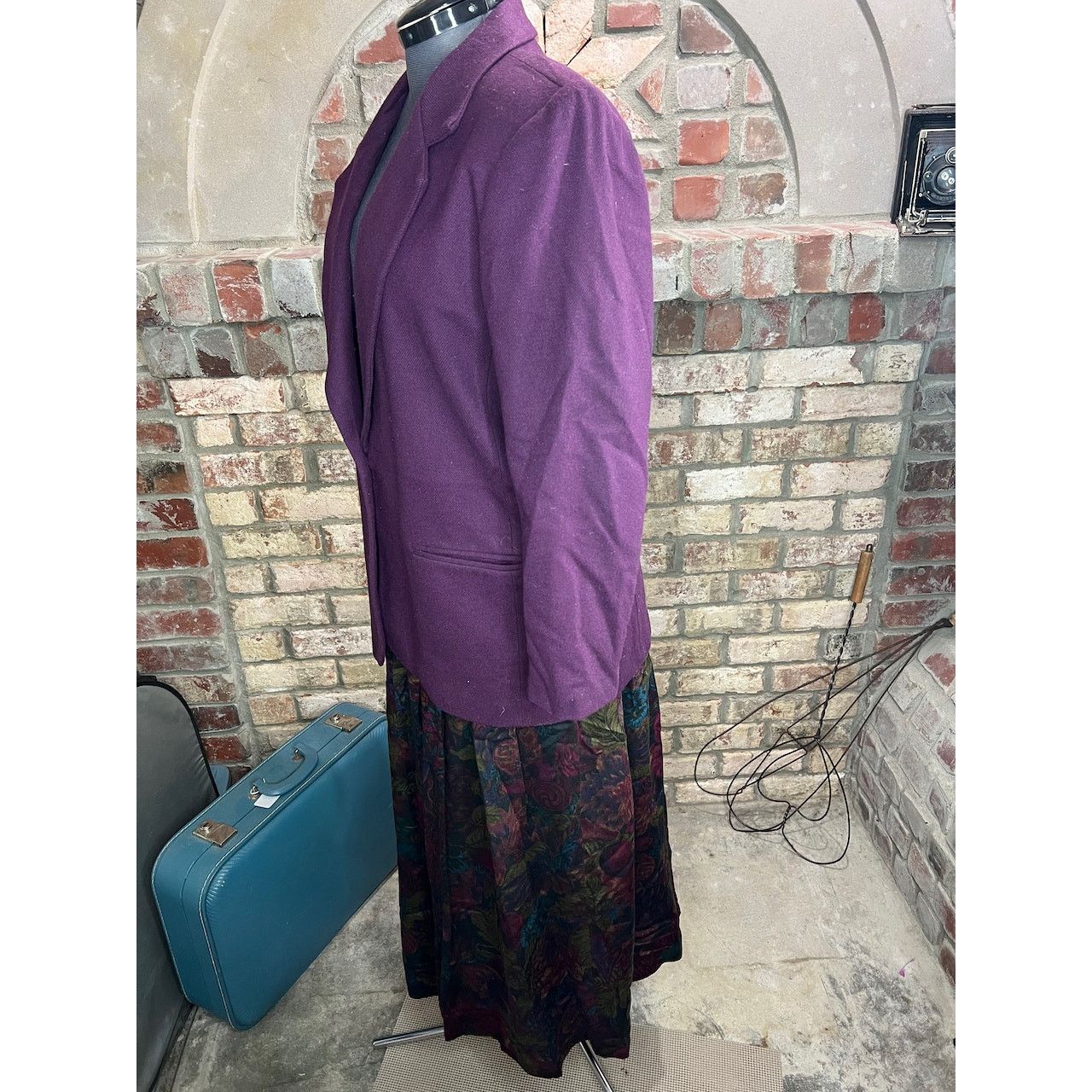 Vintage suit blazer swing skirt floral purple pink green Size XXL / US 16-18 / IT 52-54 - 9 Thumbnail