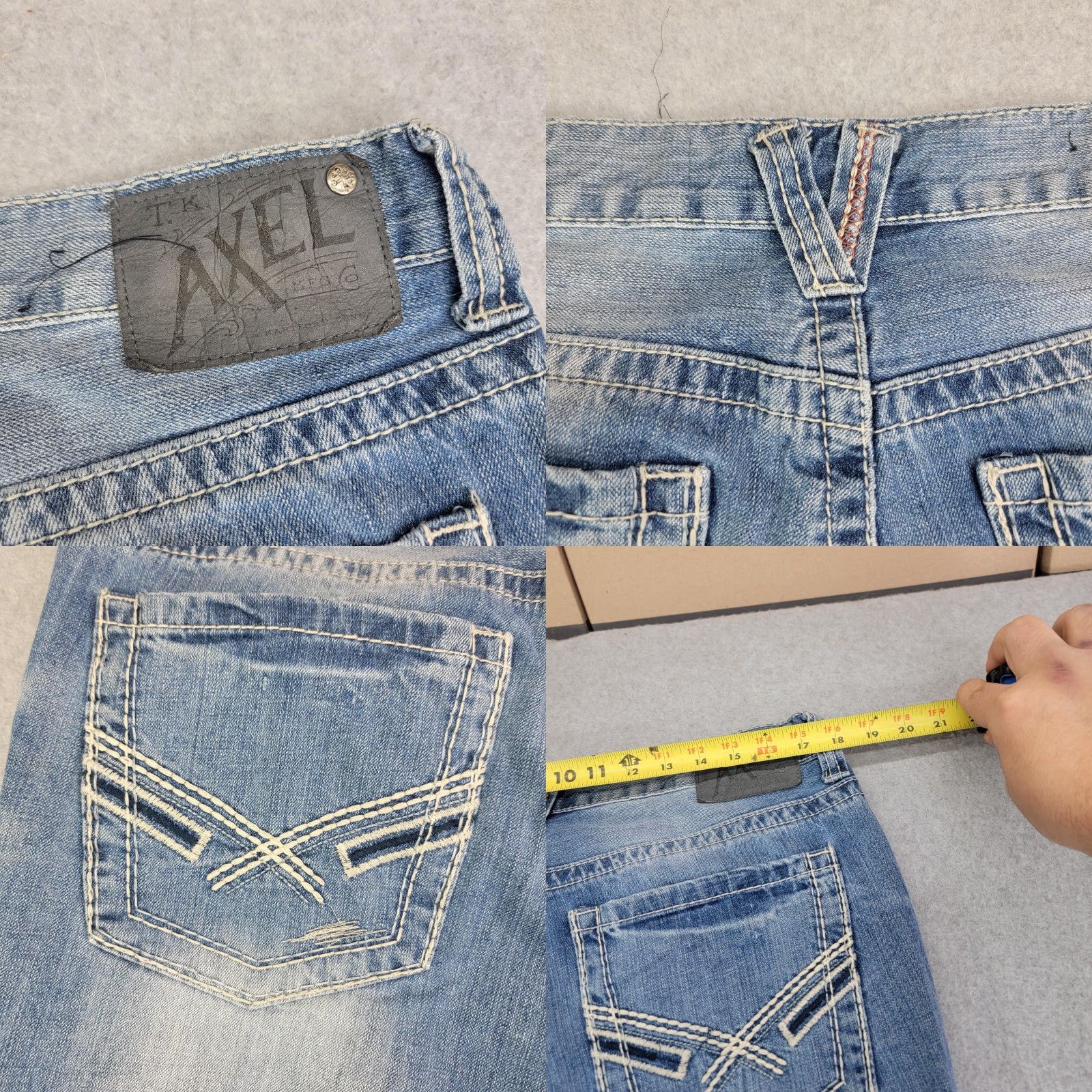 Denime Axel Jeans Mens 36x32 Light Wash Blue Volcott Vintage Bootcut Denim Pants Size US 36 / EU 52 - 8 Thumbnail