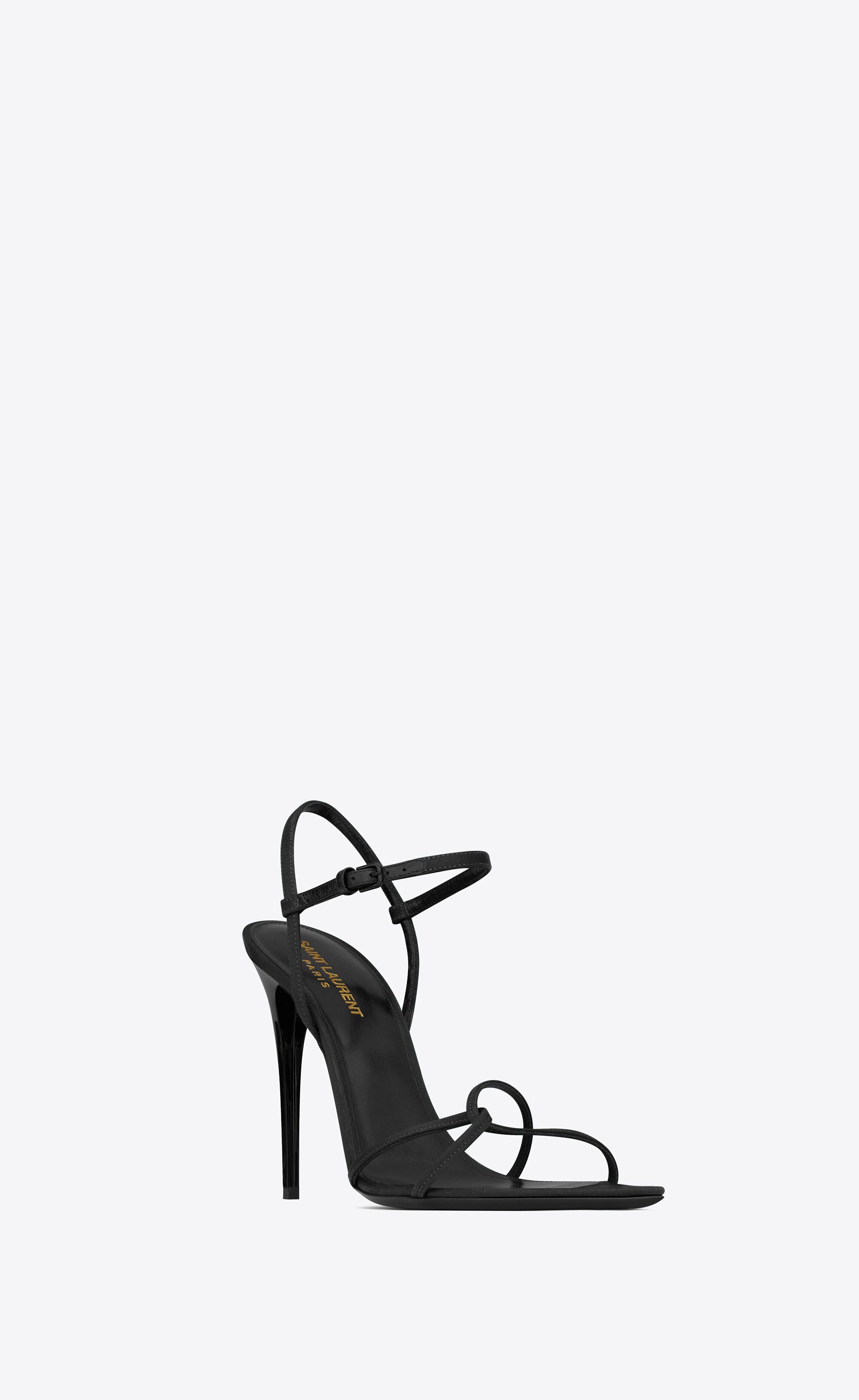 Saint Laurent Paris o1s1wg111224 Clara Sandals in Crepe Satin in Black Size US 8 / IT 38 - 3 Thumbnail