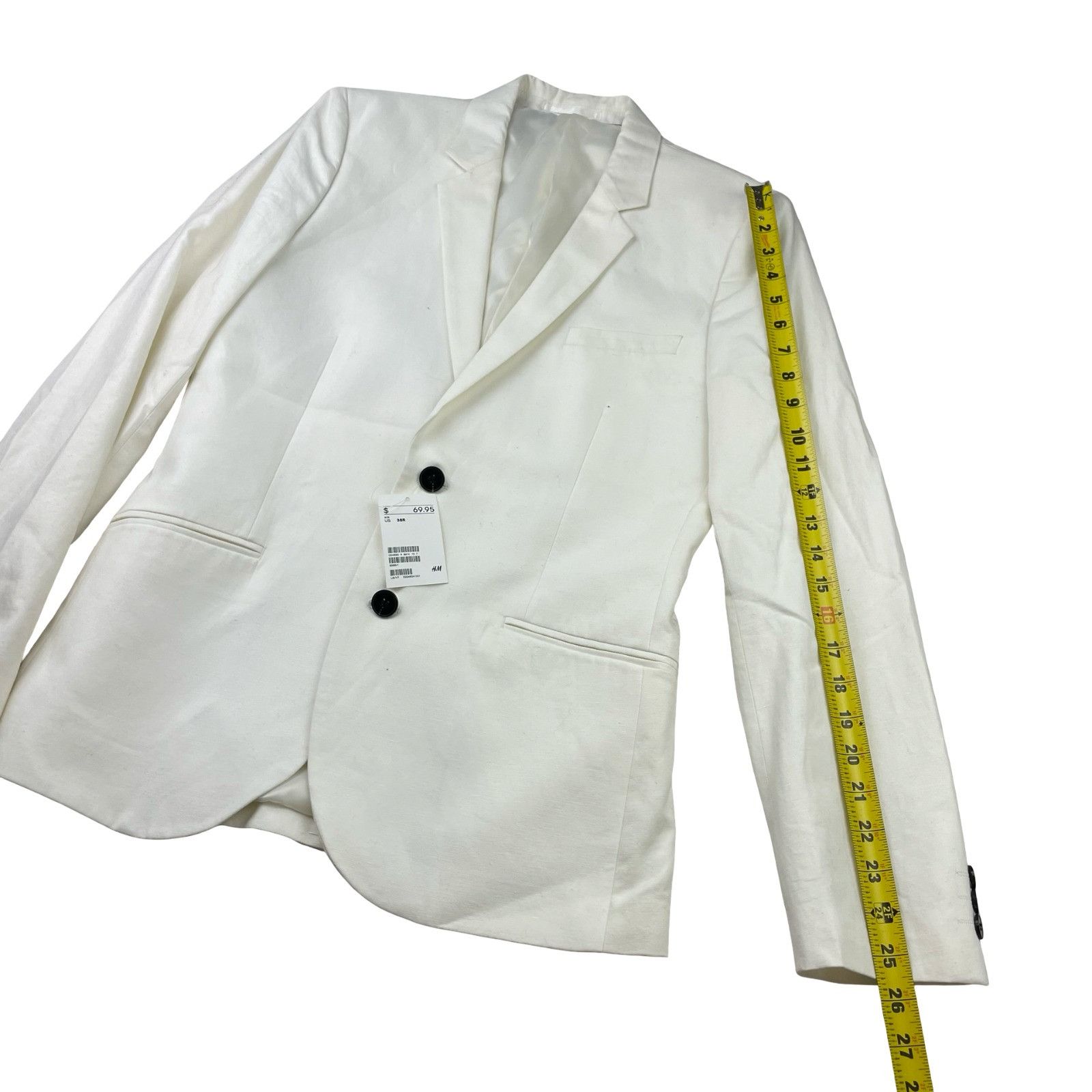 H&M NEW H&M Men's Cotton/Linen 2-Button Blazer White • 38R US Size 38R - 12 Thumbnail