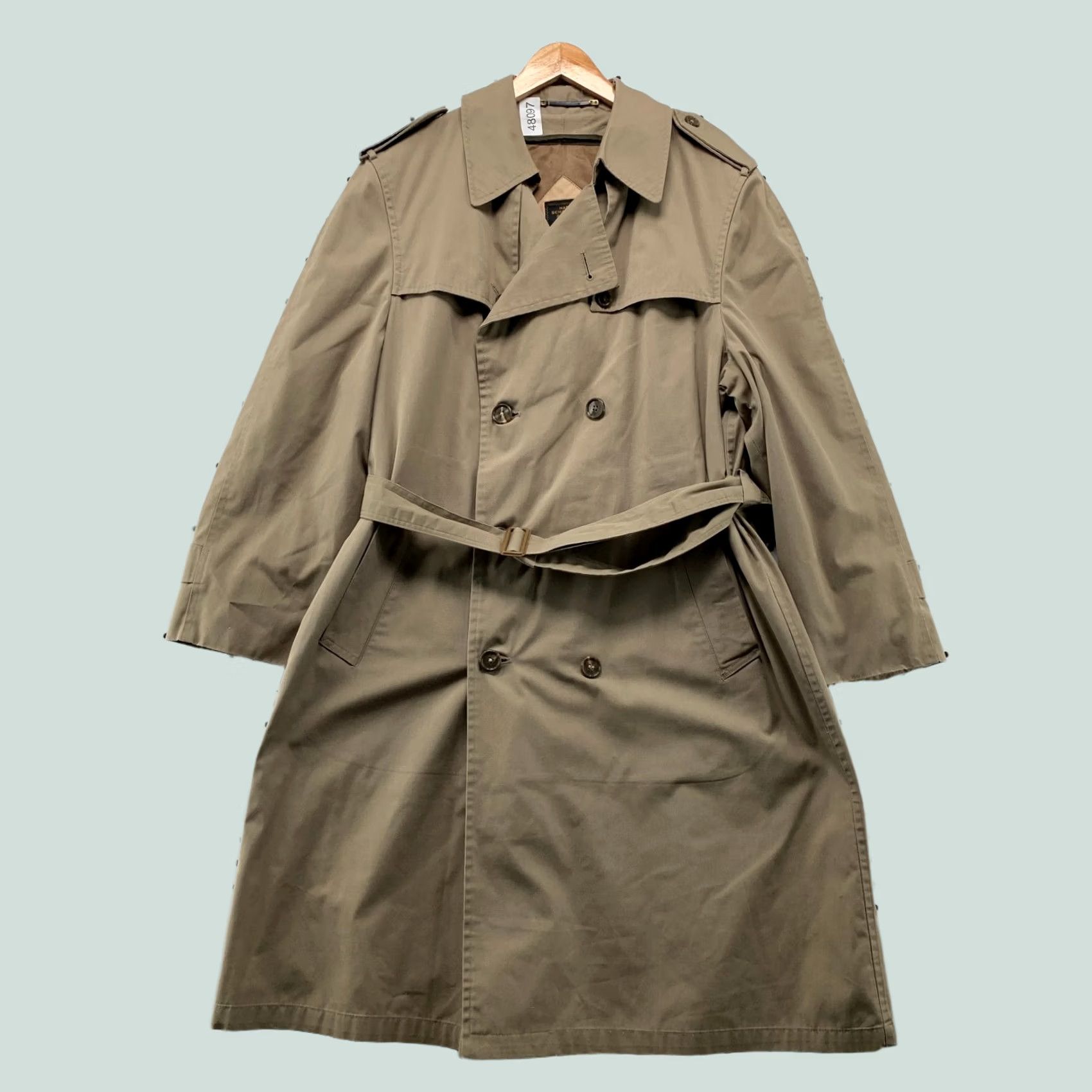Hart Schaffner Marx VINTAGE Hart Schaffner Marx Trench Coat Mens 42R Wool Double Breast Corporate Coat Size US XS / EU 42 / 0 - 1 Thumbnail