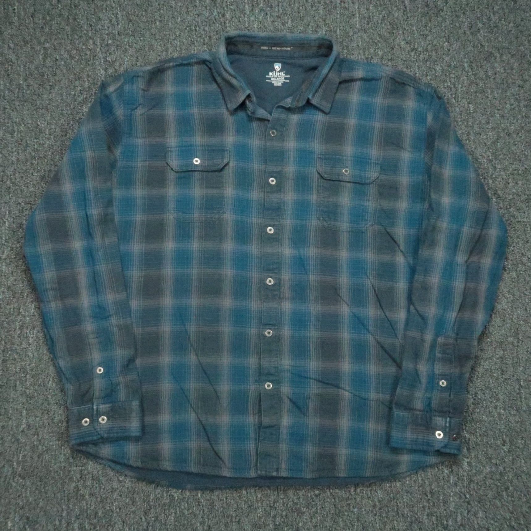 Vintage Kuhl Shirt Mens 2XL Blue Plaid Flannel Long Sleeve Button-Up Shirt Casual Workwear Size US XXL / EU 58 / 5 - 2 Thumbnail