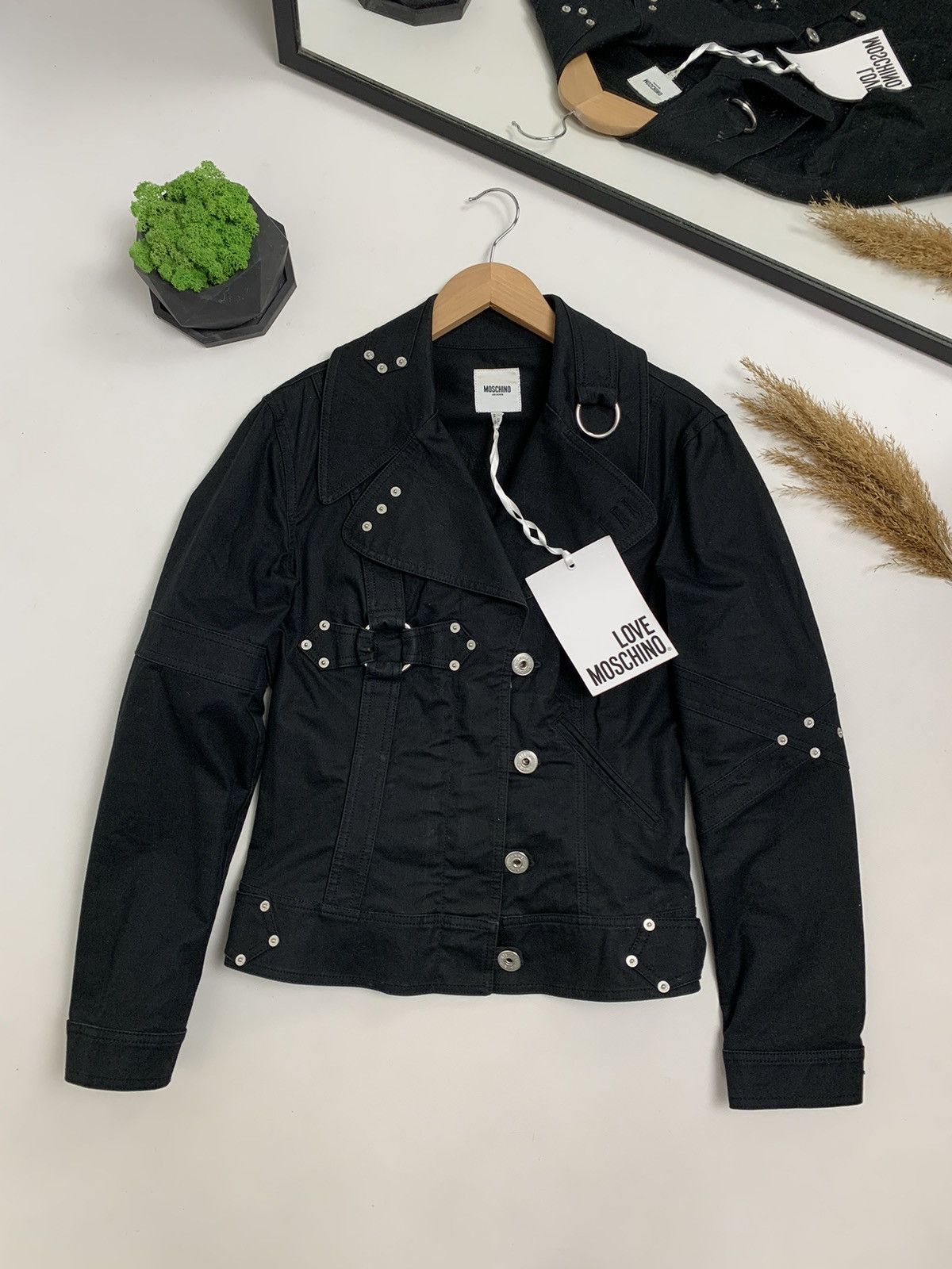image of Avant Garde New Moschino Donna Denim Metallic Jacket in Black, Women's (Size Medium)