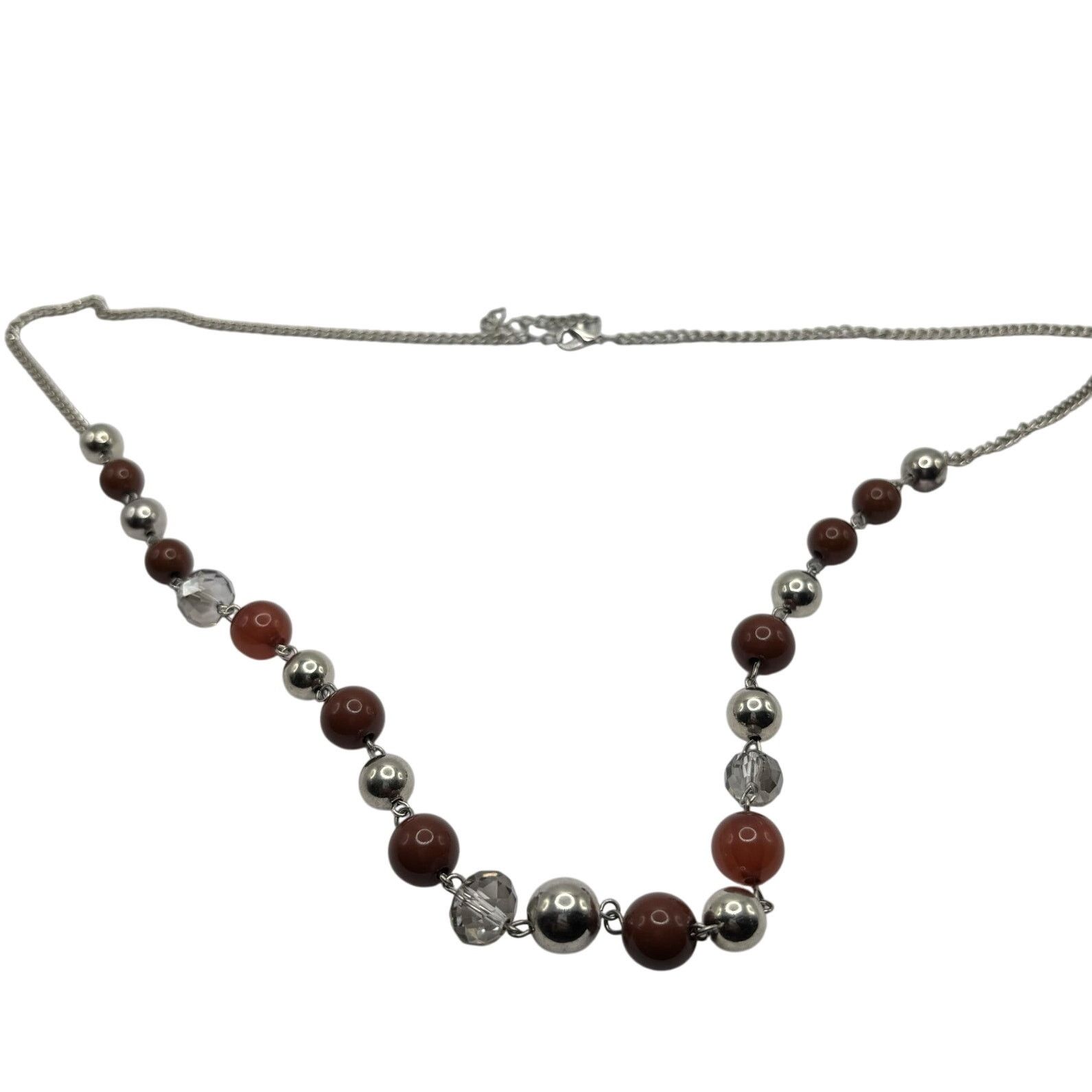 Other Brown & Silver Beaded Necklace Size ONE SIZE - 4 Thumbnail