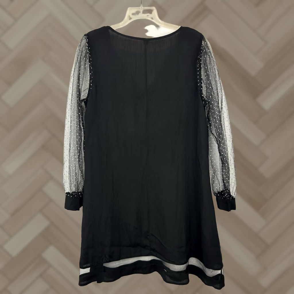 Vintage Womens L Black Tunic Dress Mini Sheer Sleeve Goth Witchcore Event Lightweight Size L / US 10 / IT 46 - 1 Thumbnail