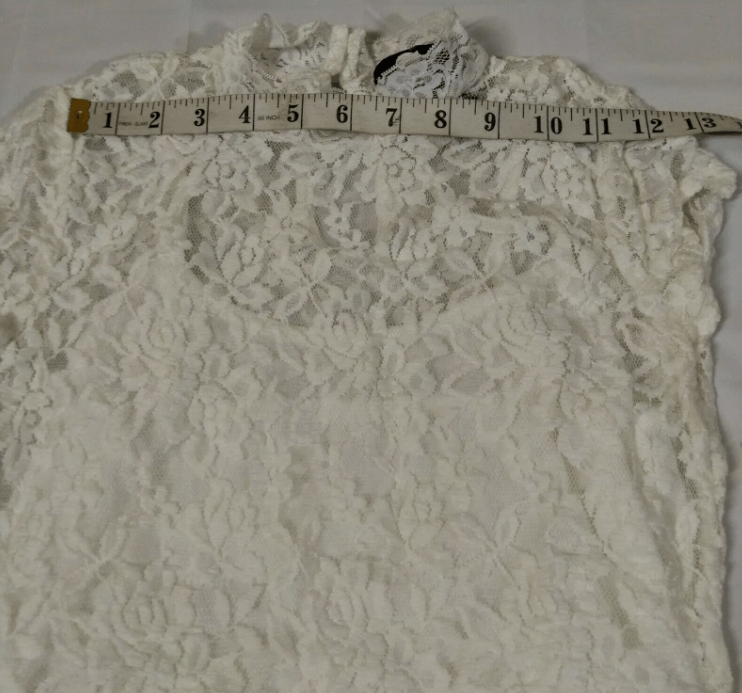 Vintage White Top Size S Women Floral Lace Sheer Mock Neck Size S / US 4 / IT 40 - 11 Thumbnail
