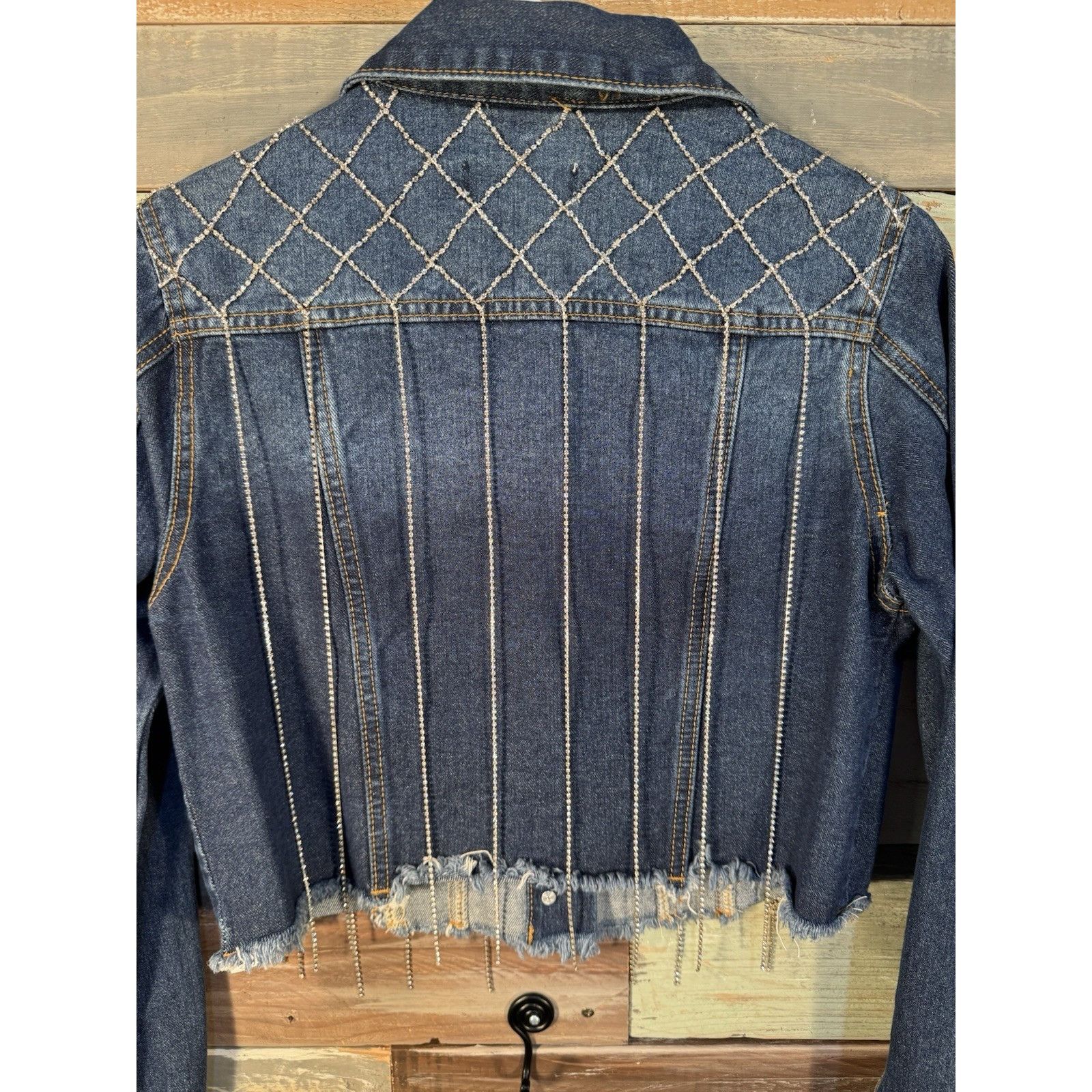 Levi's Denim Blvd Blue Jean Rhinestone Crystal Jacket Women's SMALL Size S / US 4 / IT 40 - 8 Thumbnail