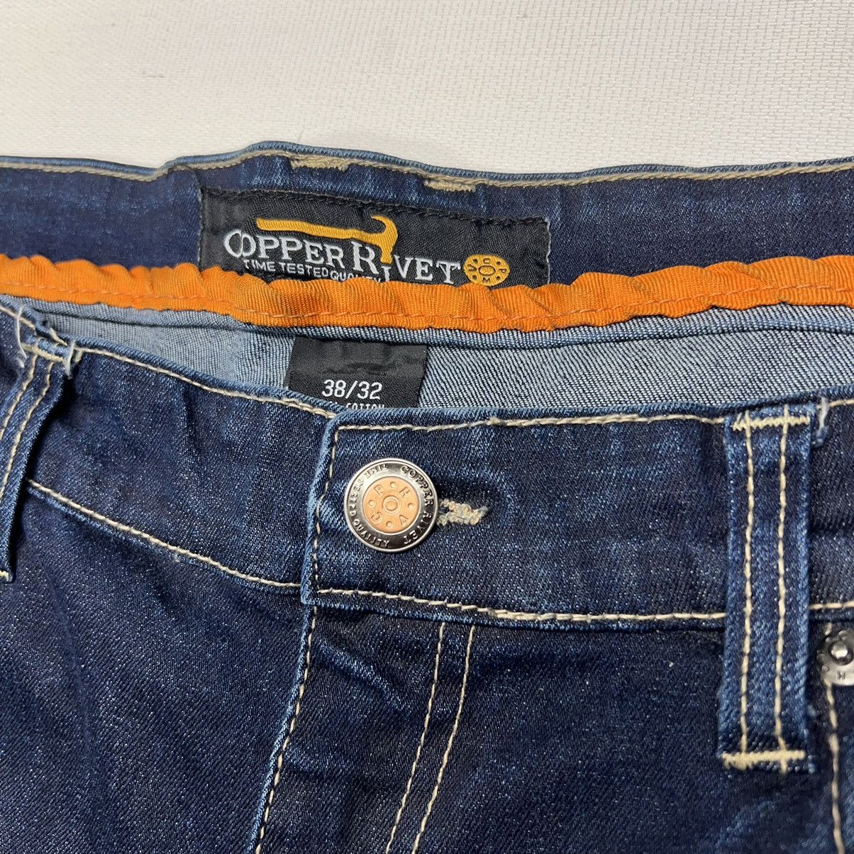 Vintage Copper Rivet Jeans Blue Denim Straight Y2K Hip Hop Baggy Size US 38 / EU 54 - 5 Thumbnail