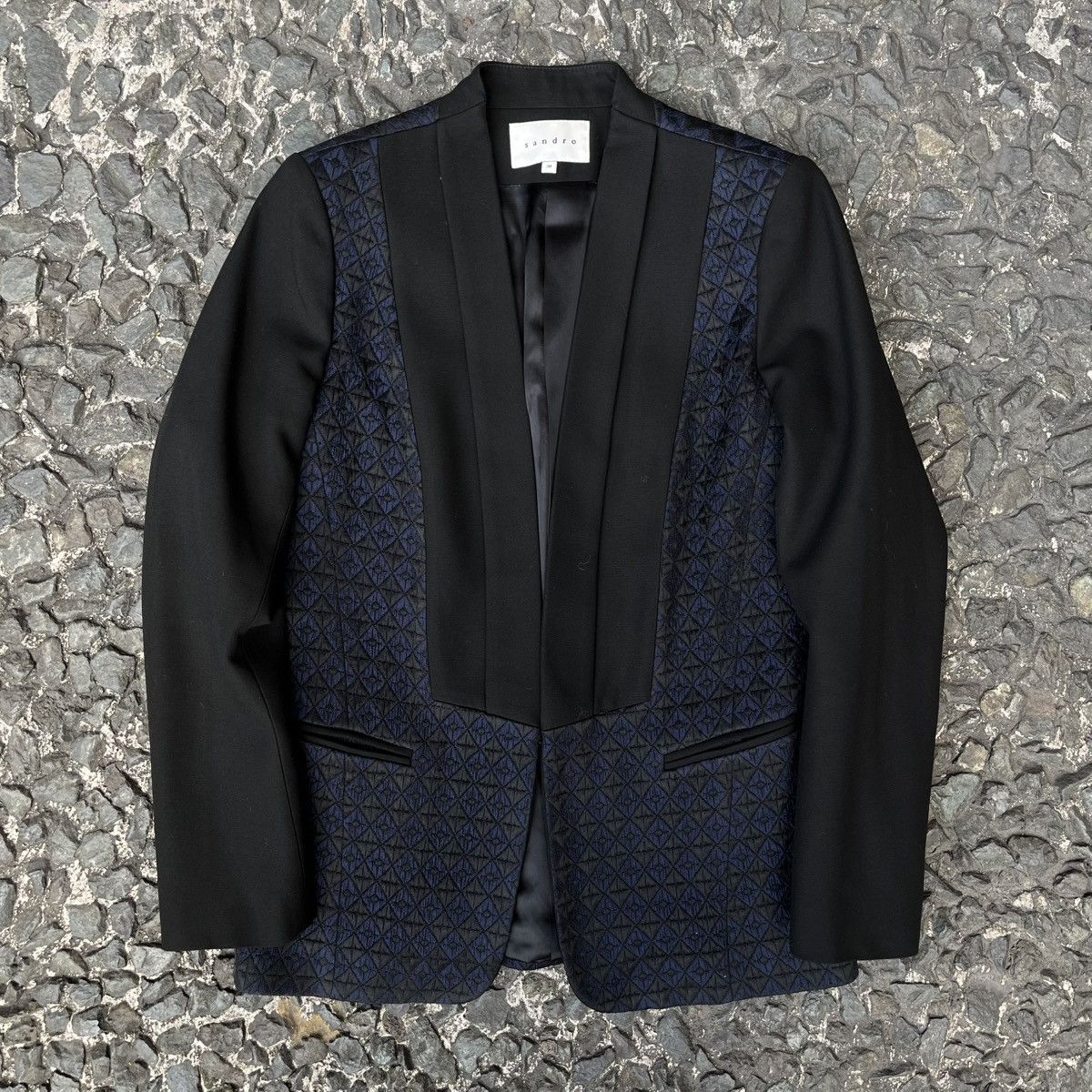Sandro Sandro Geometric Panel Tuxedo Jacket Size XS / US 0-2 / IT 36-38 - 1 Thumbnail