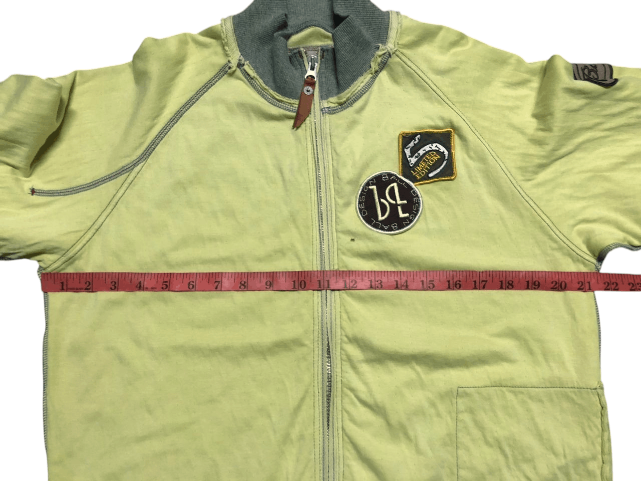 Vintage Ball Collared Zipper Sweater With Patch Rare Design