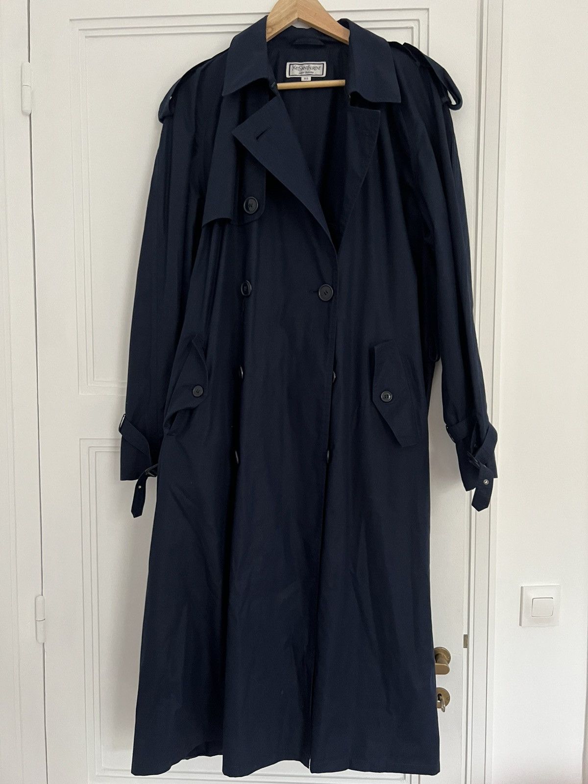 Yves Saint Laurent YSL Pour Homme Vintage Navy Raincoat Size US M / EU 48-50 / 2 - 1 Thumbnail