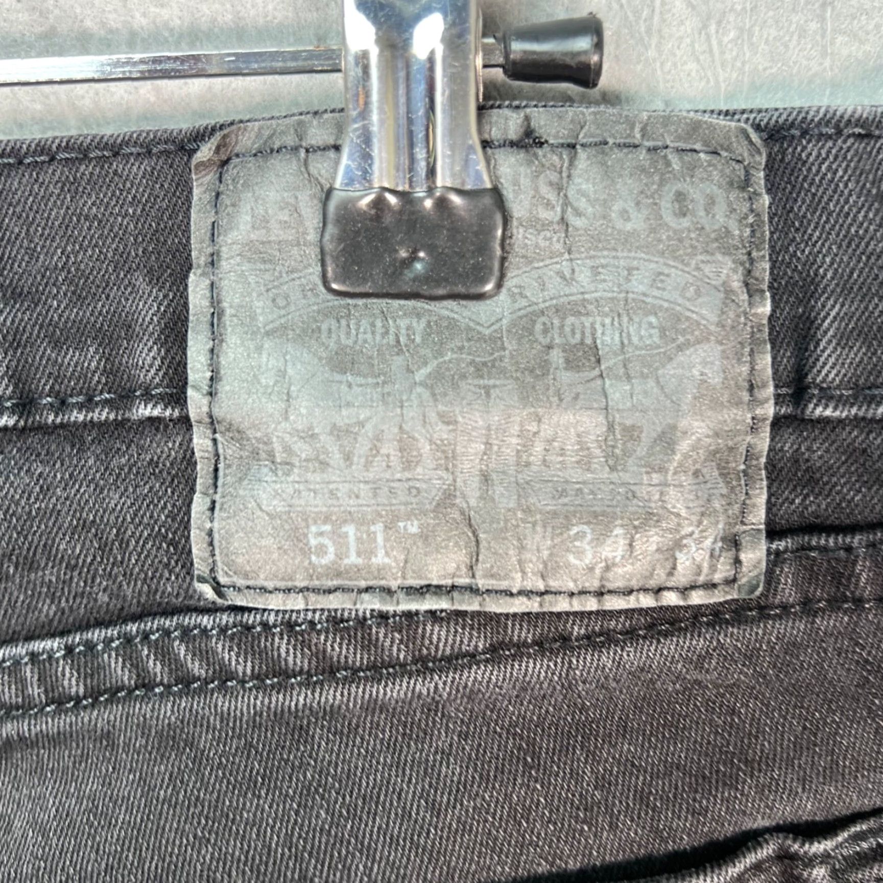 Levi's Levi's 511 Slim Jeans 34x33 Black Denim Cotton Blend Mens Regular 5-Pocket Style Straight Vintage No Size US 34 / EU 50 - 3 Thumbnail