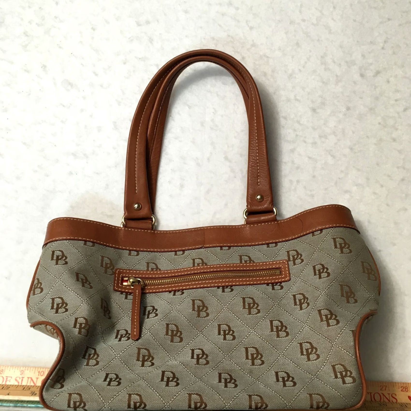 Dooney & Bourke Dooney & Bourke Belvedere Logo Satchel Purse Canvas Brown Red Lining Large Women VINTAGE Bag Satchel/Top Handle Size ONE SIZE - 2 Thumbnail