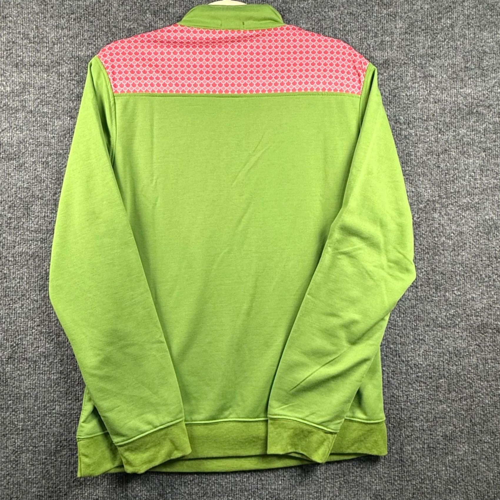 Vintage Anna Lane Women Sweatshirt L Pullover 1/4 Zip Lime Green Pink Mermaid Retro Size L / US 10 / IT 46 - 2 Thumbnail