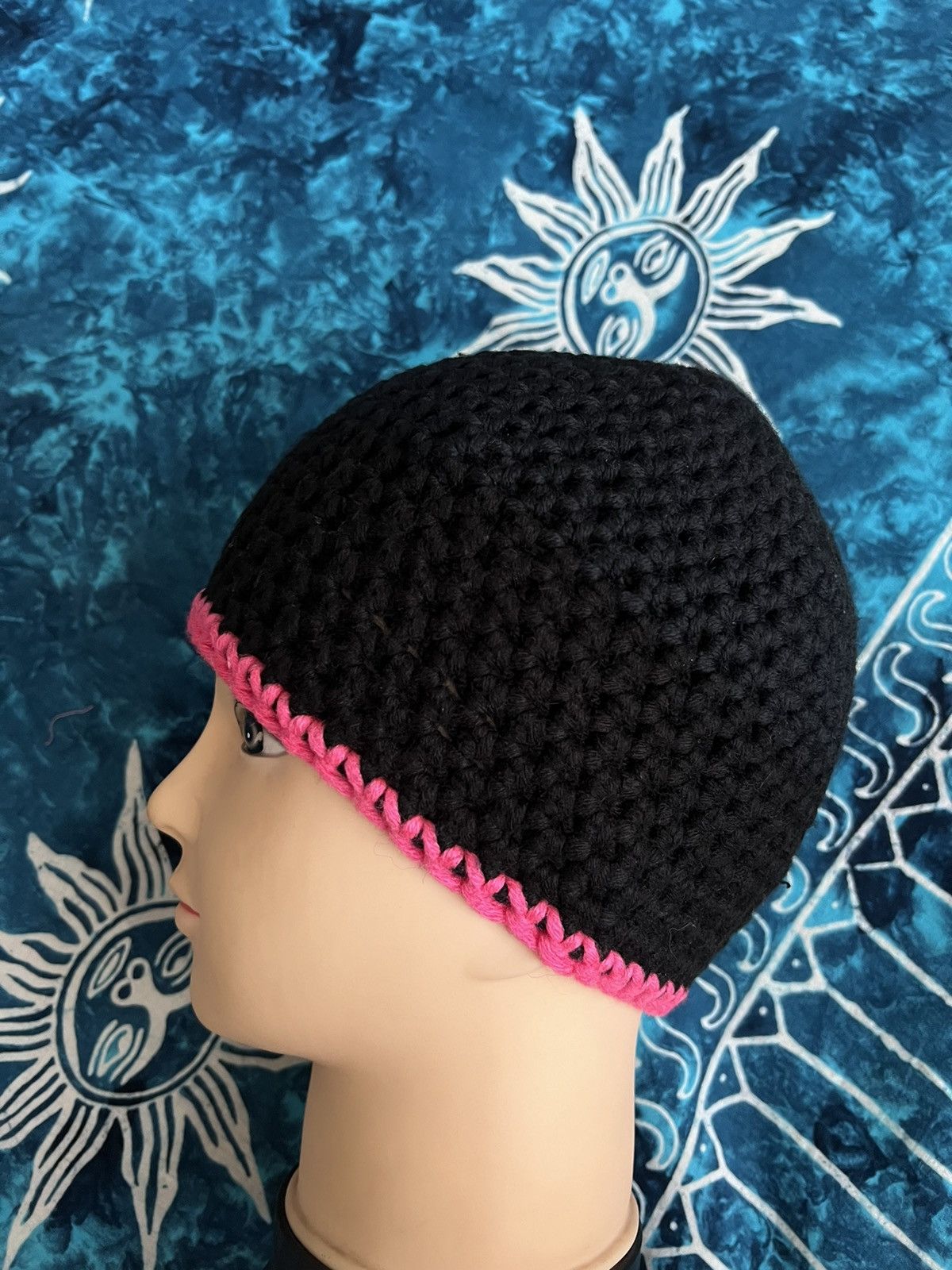 Vintage Vintage knitted Streetwear Anime Hat hand made Y2k pink Size ONE SIZE - 11 Thumbnail