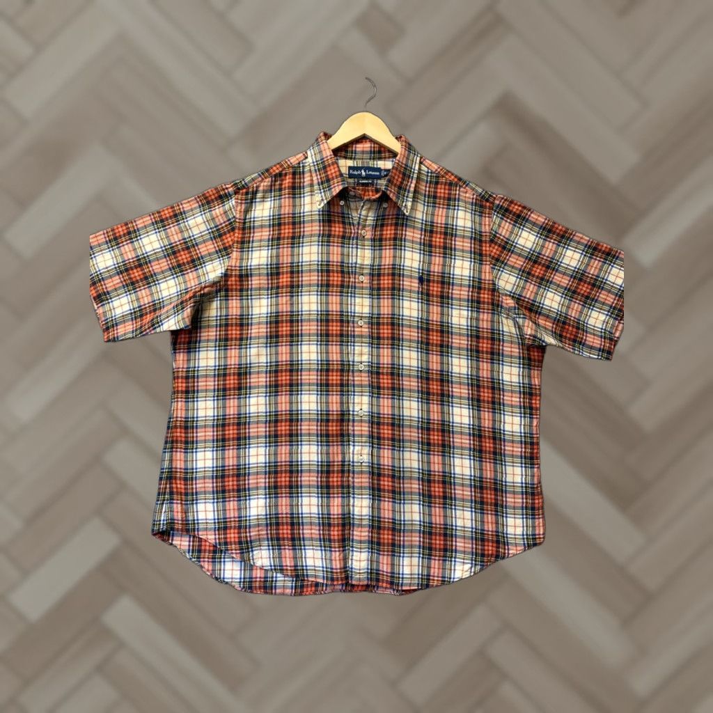 Polo Ralph Lauren VINTAGE Polo Ralph Lauren Shirt Mens 2XL Short Sleeve Red Plaid Button Up Casual Business Travel Size US XXL / EU 58 / 5 - 1 Thumbnail