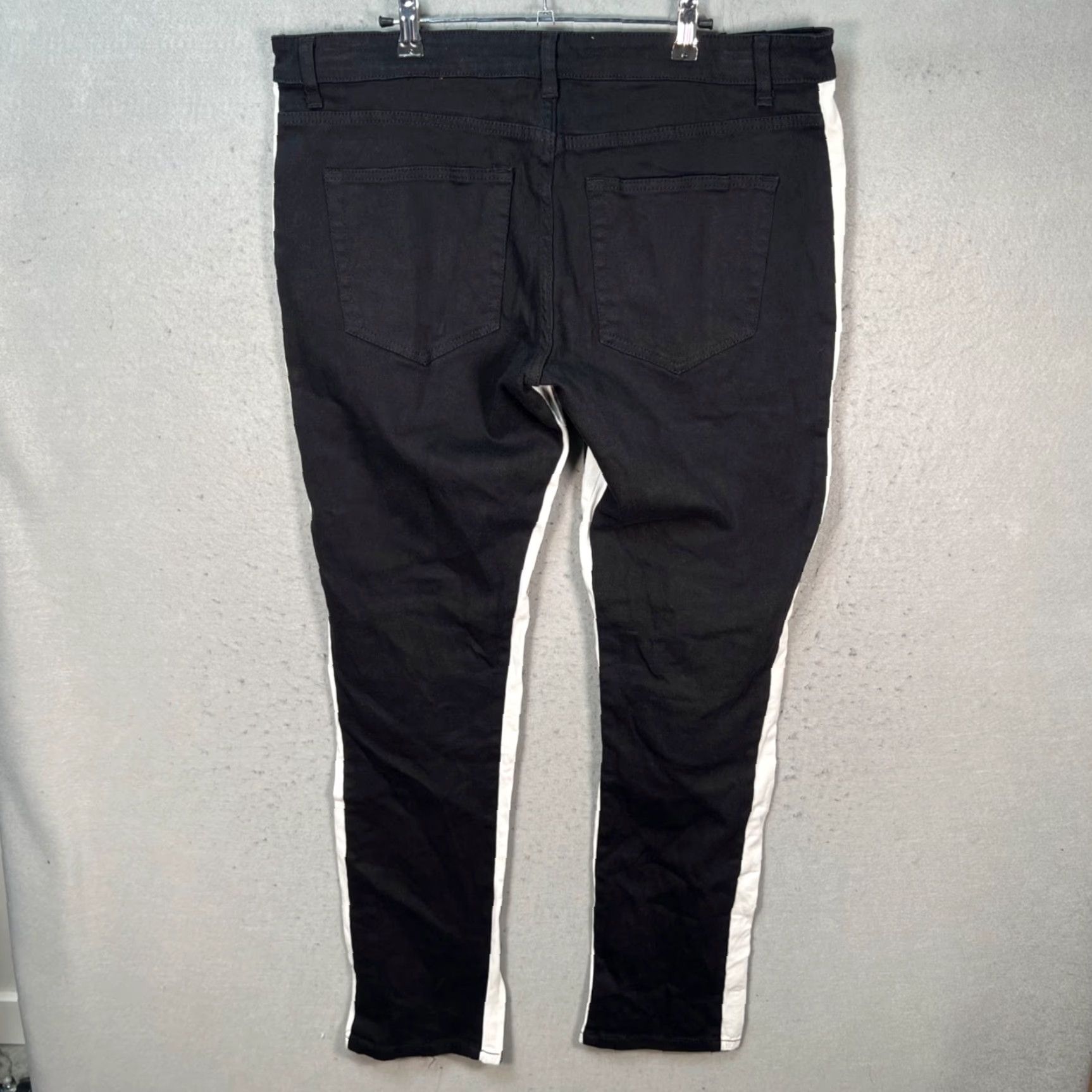 Denime VINTAGE American Stitch Mens XL Black White Side Stripe Skinny Denim Jeans NEW! Size US 36 / EU 52 - 2 Thumbnail