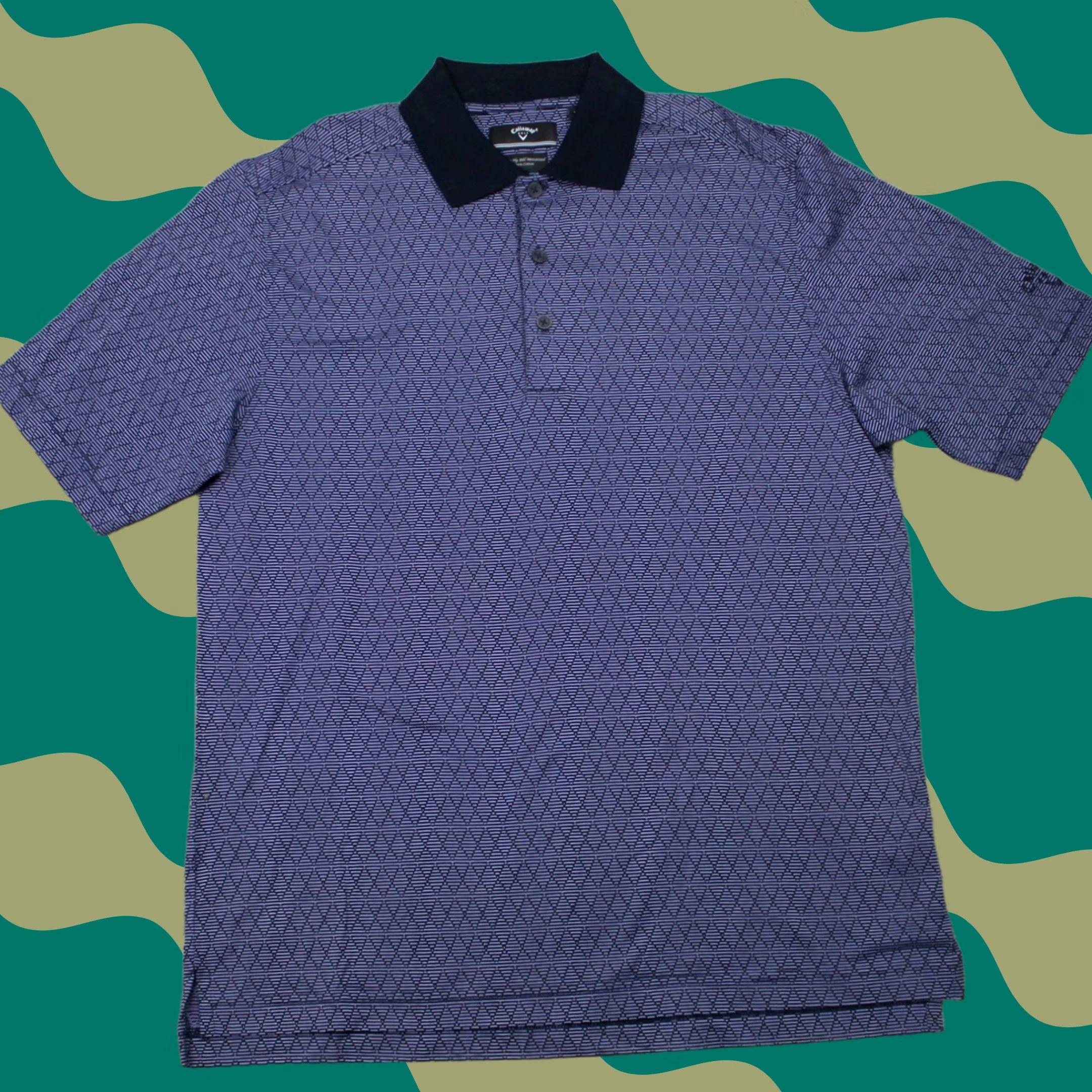 Callaway Callaway Polo Shirt Men M Purple Geometric Contrast Collar S/S 2 Ply Cotton Shirt Polo - Mens Regular Size US M / EU 48-50 / 2 - 1 Thumbnail