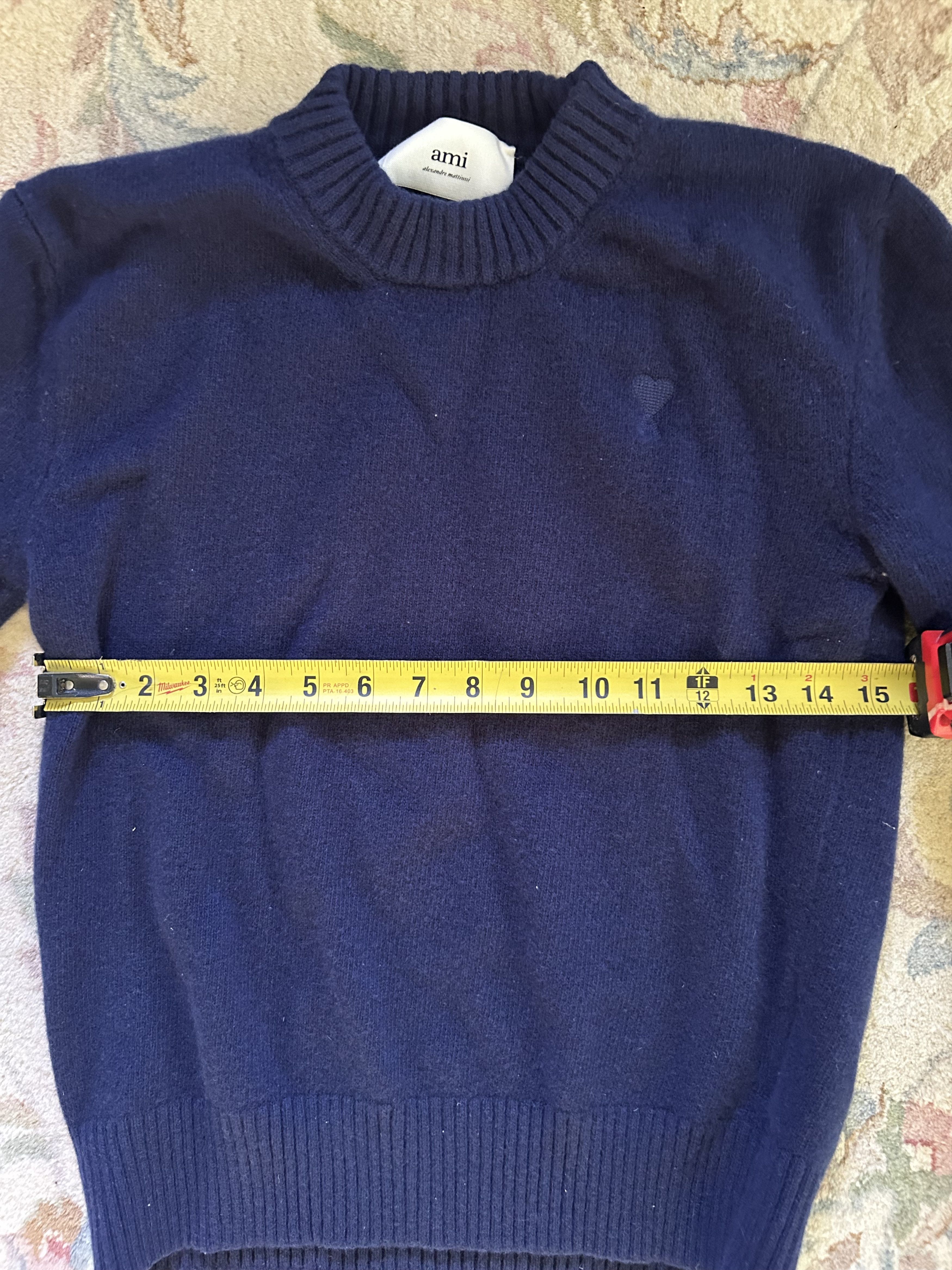 AMI AMI Paris Navy Cashmere Ami de Cœur Sweater Size M / US 6-8 / IT 42-44 - 3 Thumbnail