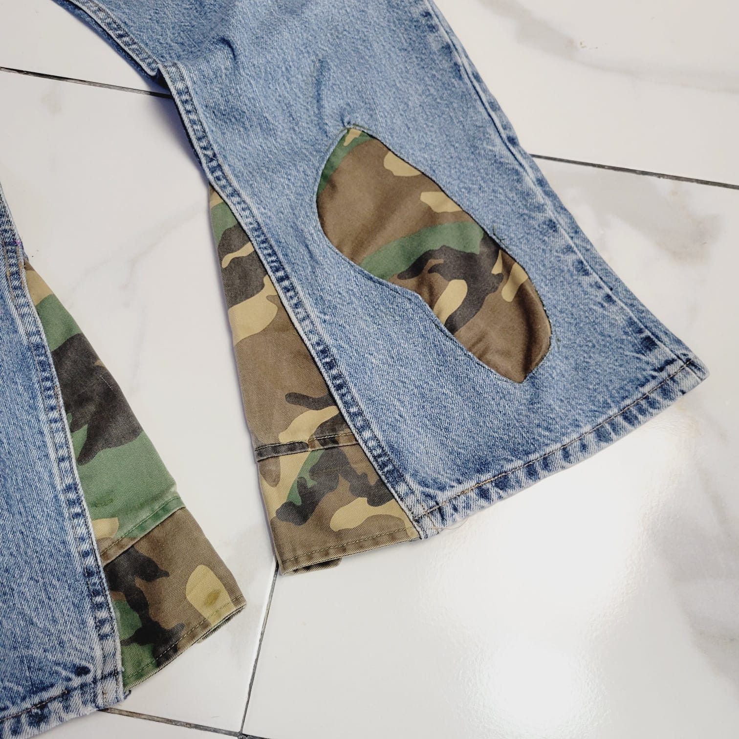 Japanese Brand 1 of 1 Denim Cargo Reworked Jeans Flared Baggy Size US 34 / EU 50 - 8 Thumbnail