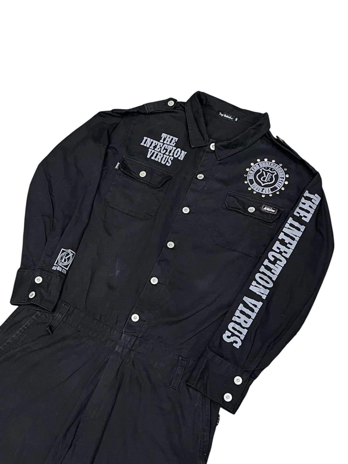 Post Overalls Vtg Top Rebel "Infection Virus" Gothic Underground Coverall Size US 32 / EU 48 - 9 Thumbnail
