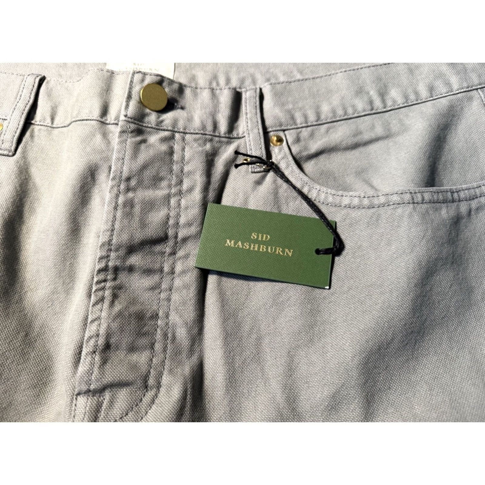 Sid Mashburn Sid Mashburn Mens 38x30 Slim Straight Canvas 5 Pocket Pants GRAY CANVAS Size US 38 / EU 54 - 3 Thumbnail