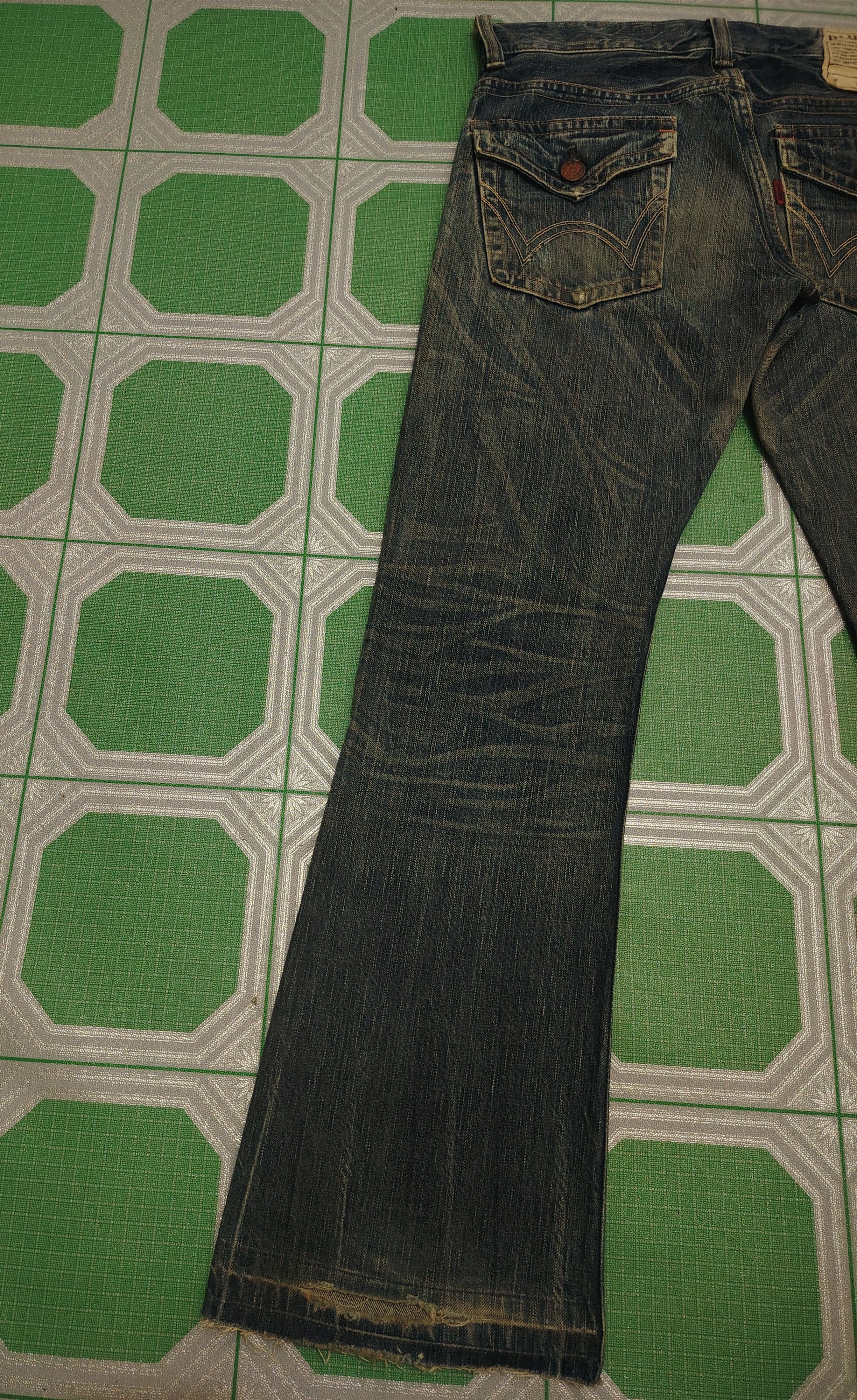 If Six Was Nine Japanese Edwin 503 Blue Trip Flare Jeans Distressed Jeans Size US 31 - 14 Thumbnail