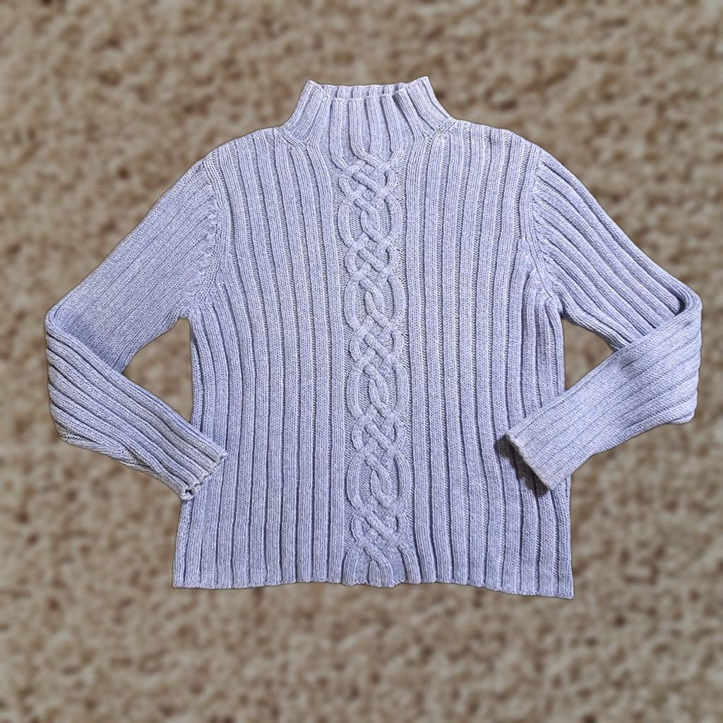 Vintage LL Bean Sweater Women Large Blue Ribbed Cable Knit Long Sleeve Pullover Career Casual Winter Naughty? Size L / US 10 / IT 46 - 1 Thumbnail