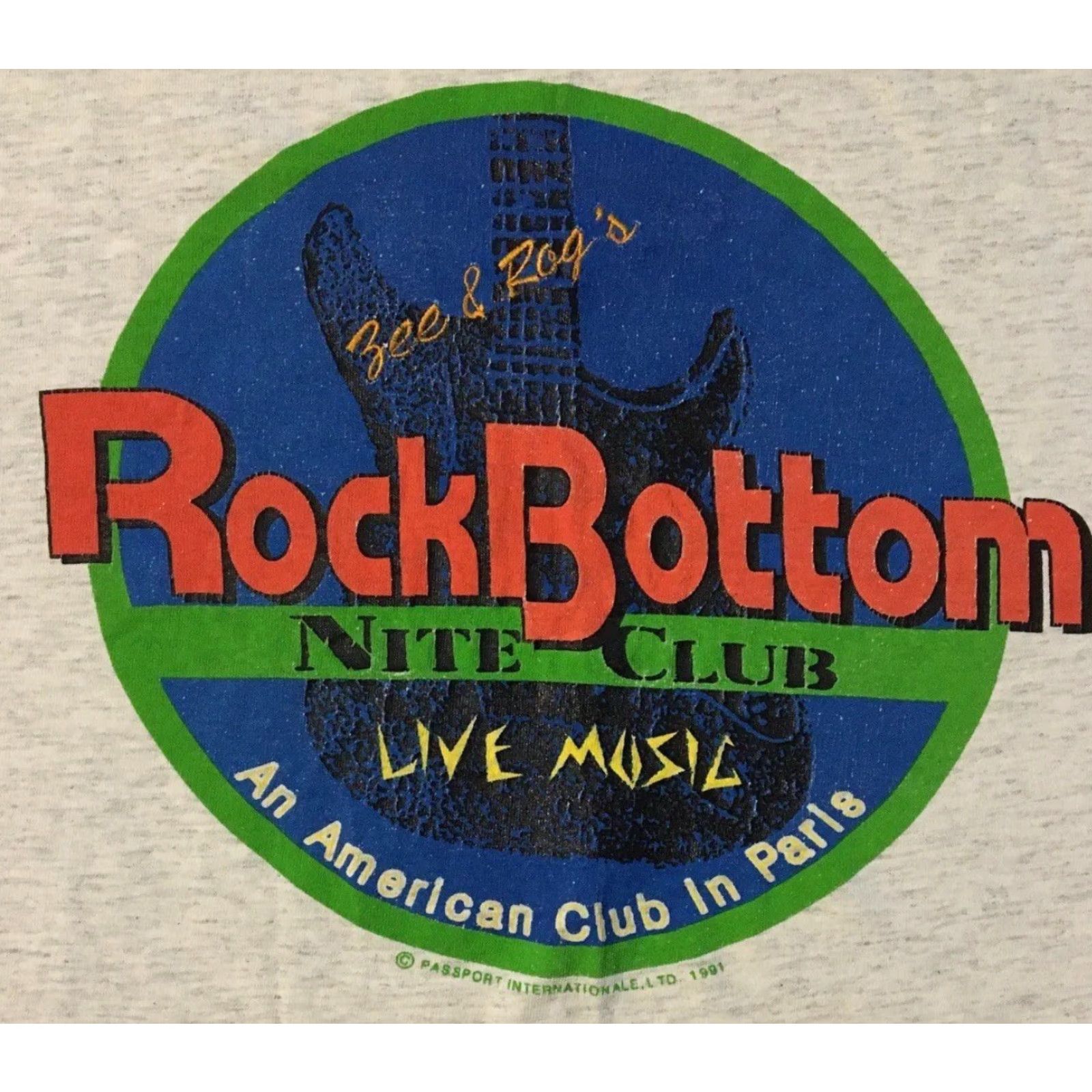 Vintage VINTAGE 90s Rock Bottom Night Club Paris Faded Distress Shirt 2XL Gray Men T-Shirt Short Sleeve Single Stitch Size US XXL / EU 58 / 5 - 2 Thumbnail