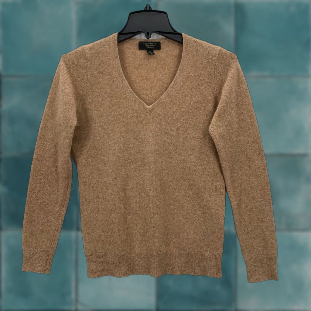 Club Room Club Room Luxury Cashmere Sweater Women's XS Brown V-Neck Long Sleeve Preppy Womens Size XS / US 0-2 / IT 36-38 - 1 Thumbnail