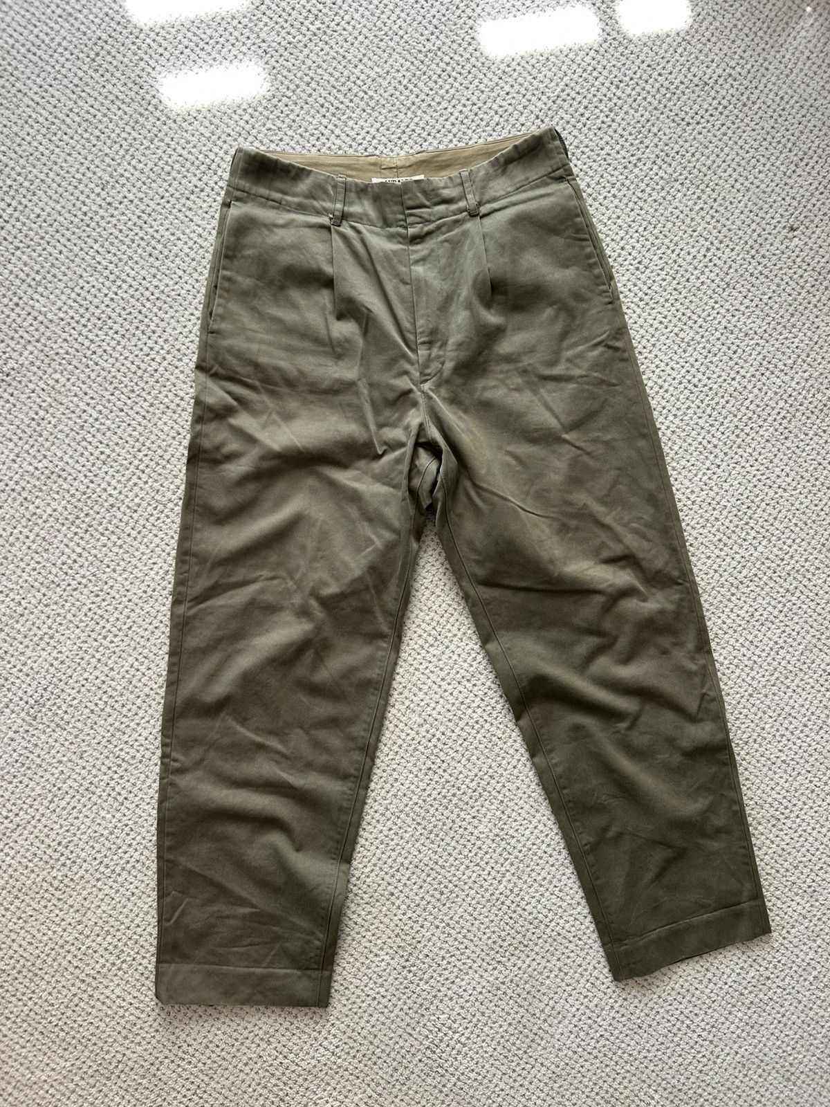 Auralee Olive Pleated Pants Size US 31 - 1 Thumbnail