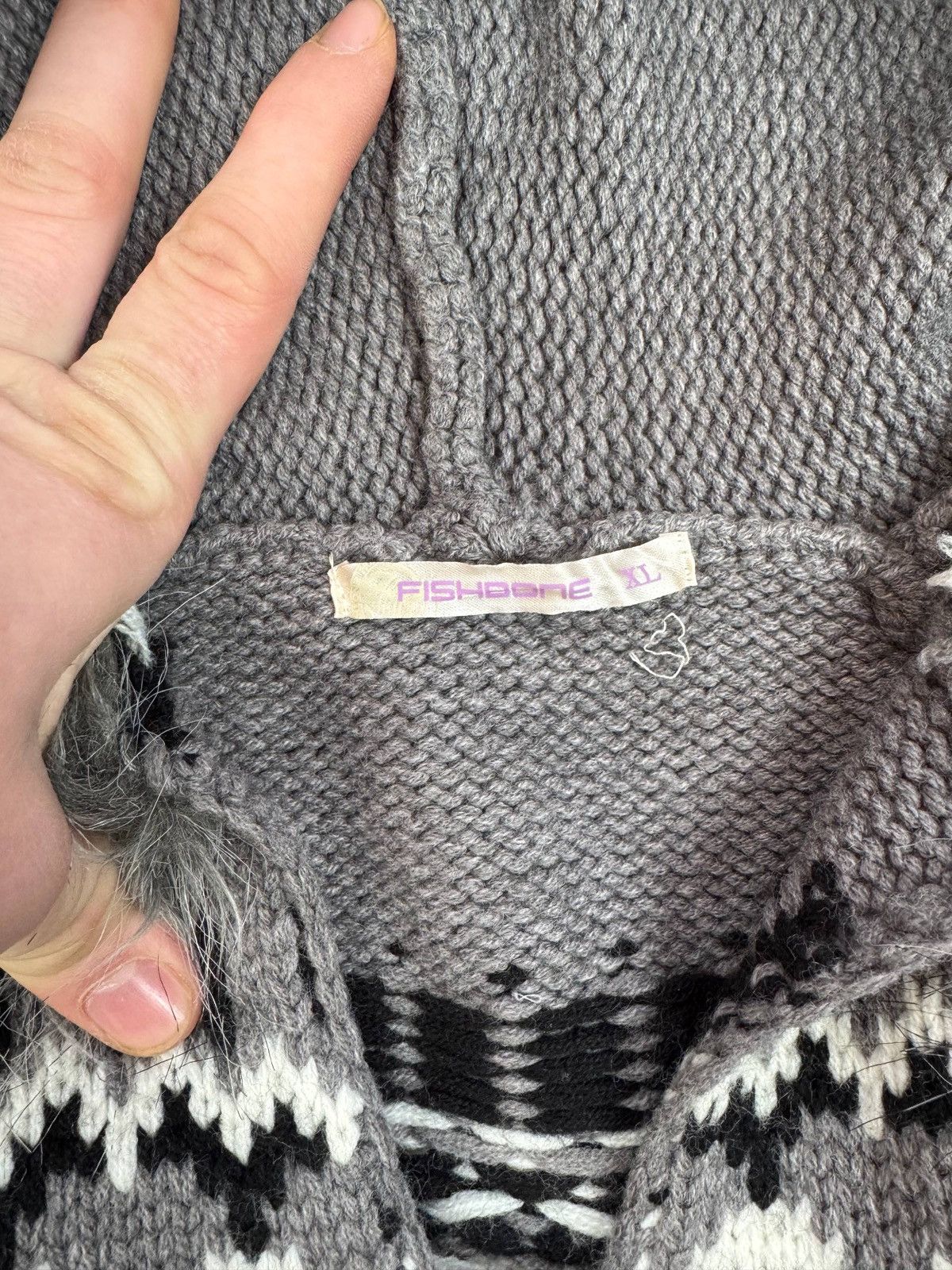 Other Avant Garde Y2k Chunky Nordic Knit Fur Hood Sweater Size XL / US 12-14 / IT 48-50 - 4 Thumbnail