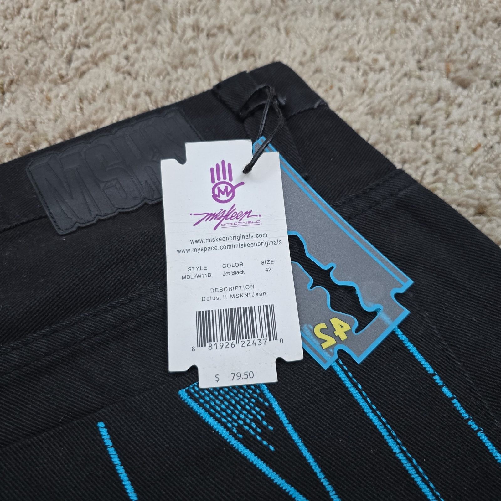 Vintage NOS DS Vintage Y2K Miskeen Baggy Block Denim Jeans 42x33 Size US 42 / EU 58 - 3 Thumbnail