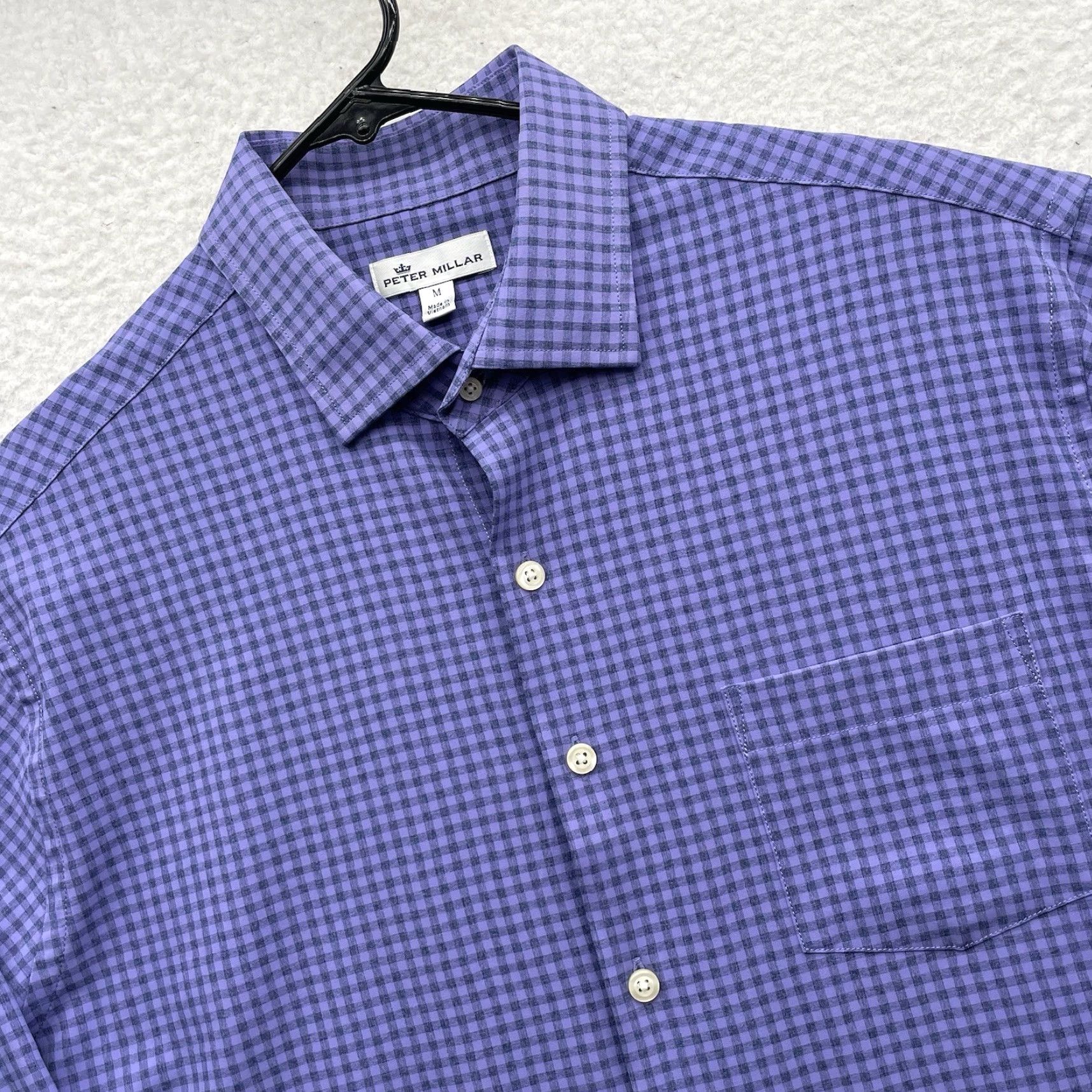 Peter Millar Peter Millar Shirt Mens Medium Purple Check Windowpane Performance Button Down Size US M / EU 48-50 / 2 - 2 Thumbnail