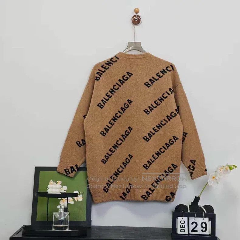 Balenciaga Balenciaga Letter Logo Full Print Wool Sweater Size US S / EU 44-46 / 1 - 4 Thumbnail