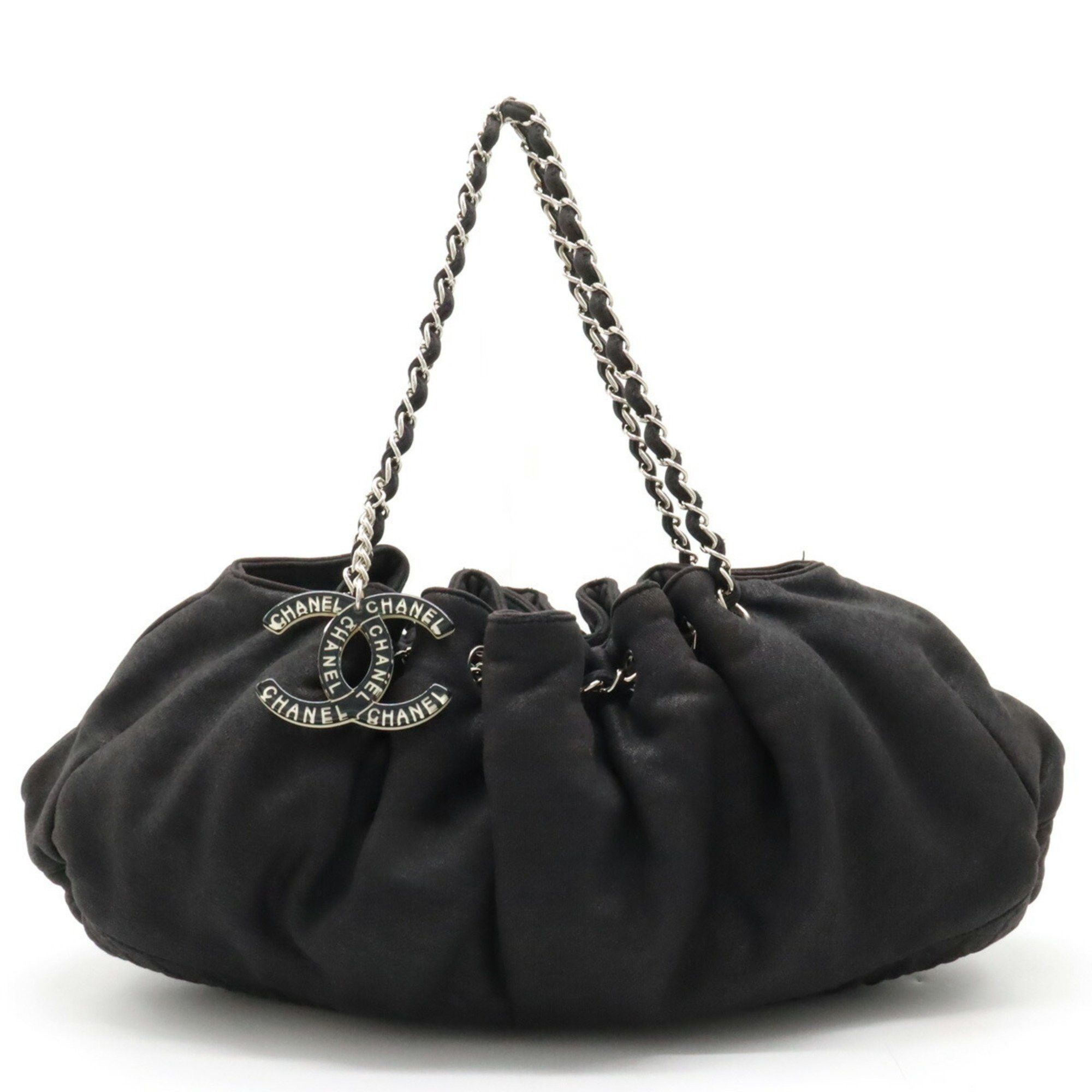image of Chanel Cocomark Melrose Cabas Matelasse Chain Shoulder Bag Cotton Jersey Black A37056, Women's