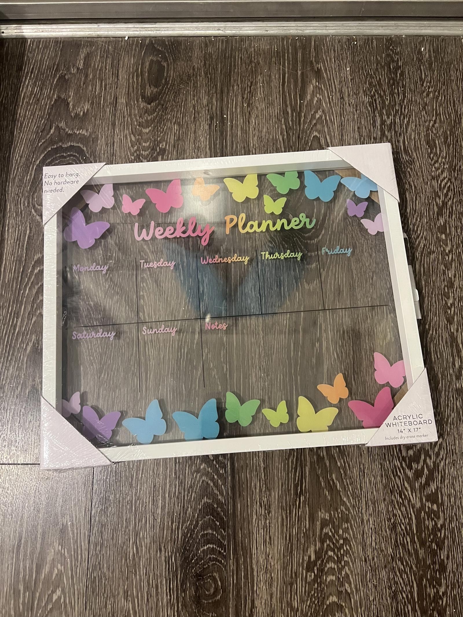 Designer Butterfly Colorful Weekly Planner Hanging Acrylic Whiteboard Size ONE SIZE - 1 Thumbnail