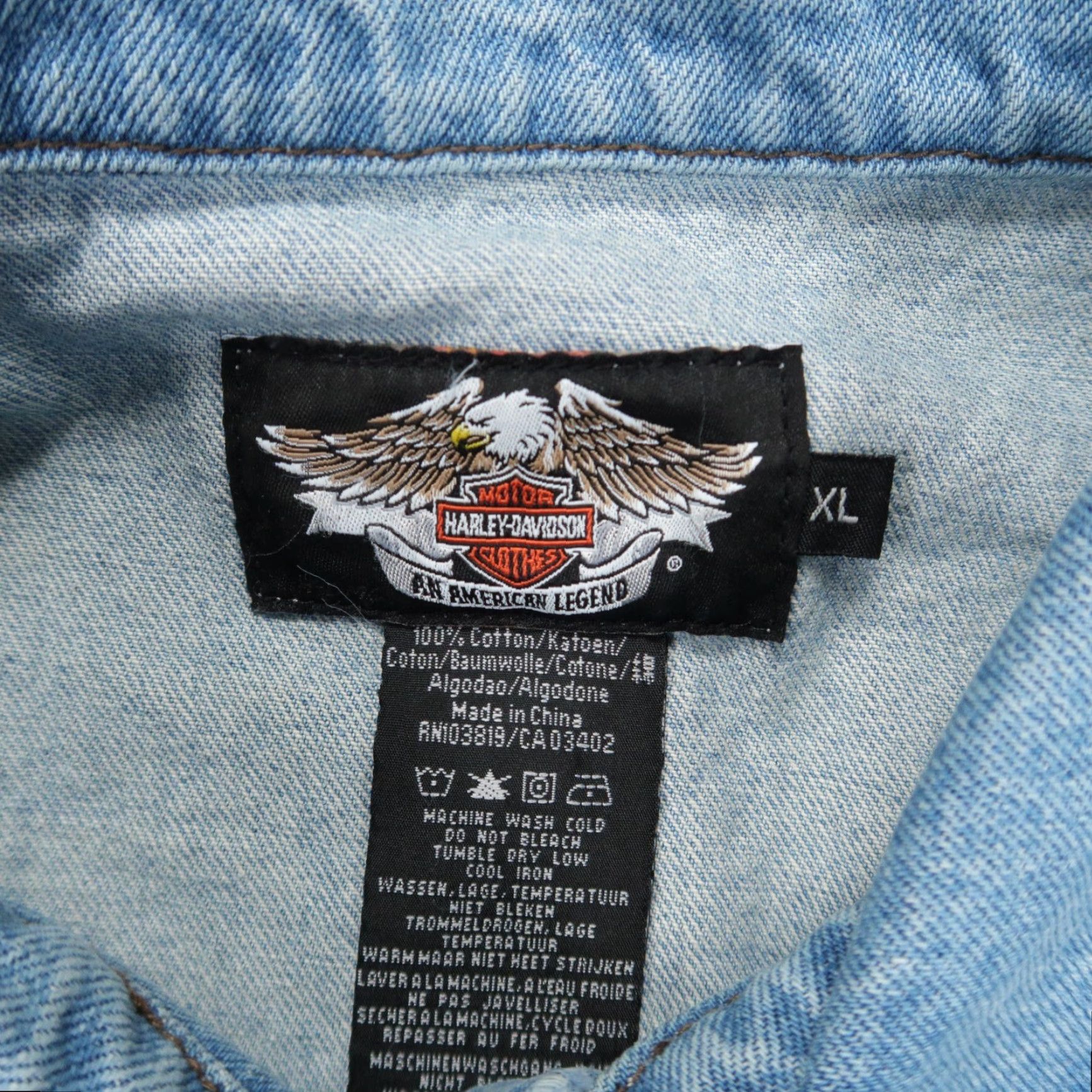 Harley Davidson Harley-Davidson Jacket Mens XL Blue Denim Trucker Bar Shield Motorcycle Size US XL / EU 56 / 4 - 4 Thumbnail