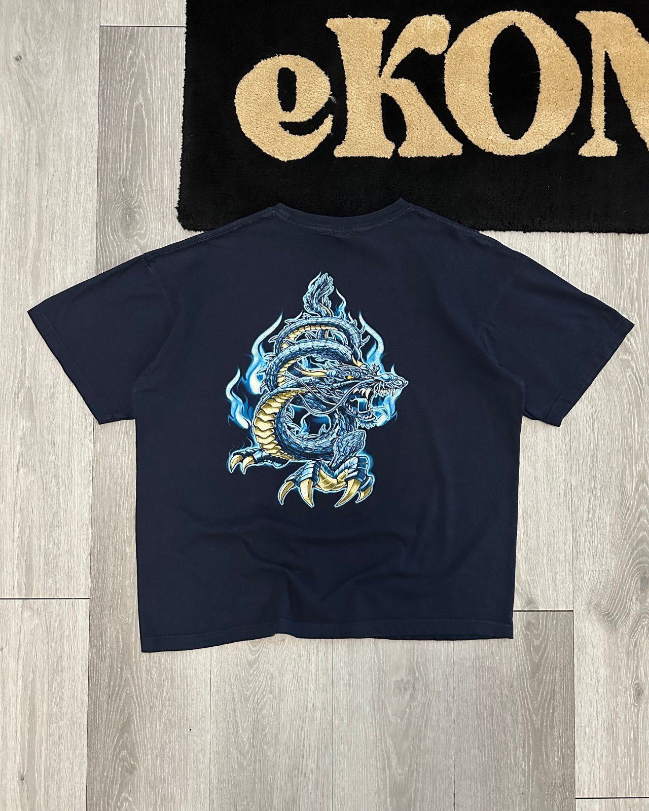 Japanese Brand × Vintage Vintage Y2K Silver Strand Dragon Navy Blue T-Shirt - Large Size US L / EU 52-54 / 3 - 1 Thumbnail