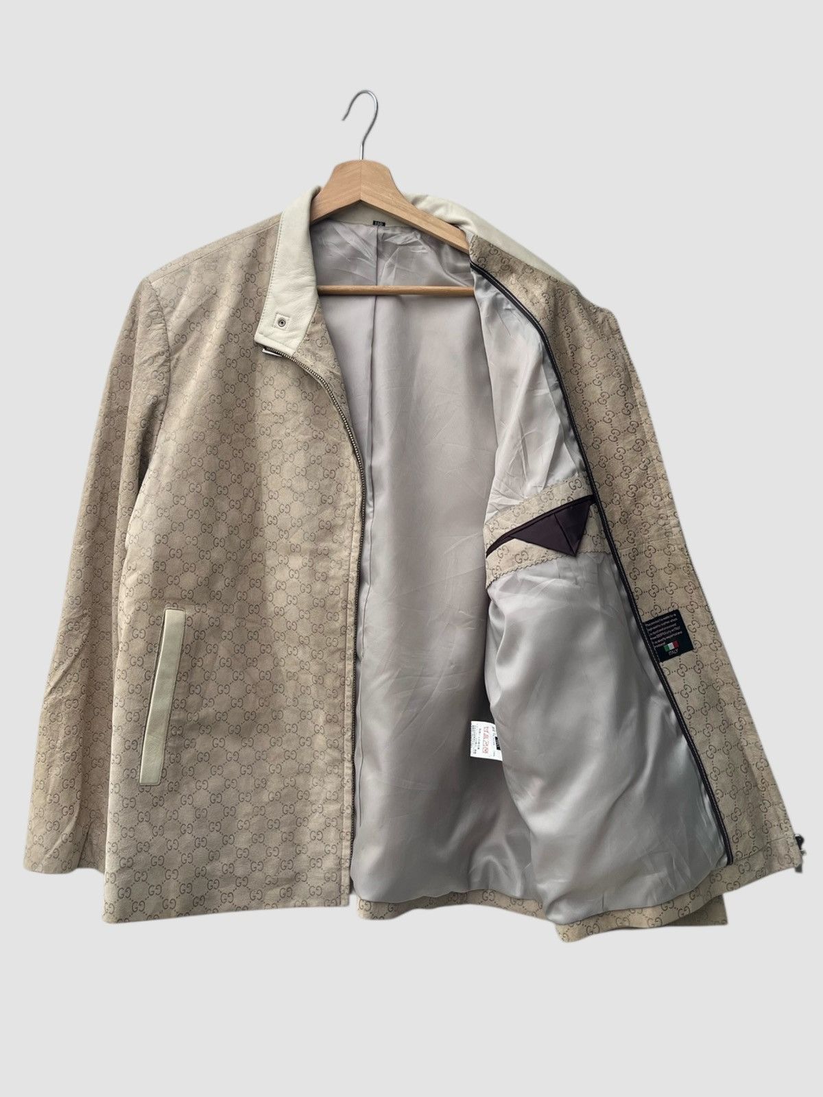 Vintage Gucci Monogram Alpaca Suede Leather Jacket Bootleg Size US XL / EU 56 / 4 - 2 Thumbnail