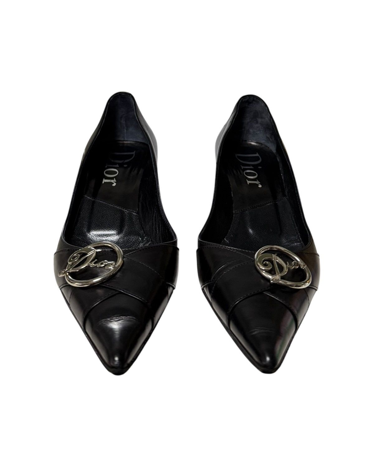 Dior CHRISTIAN DIOR Vintage Logo Plate Leather Pointed Pumps Size US 7 / IT 37 - 2 Thumbnail