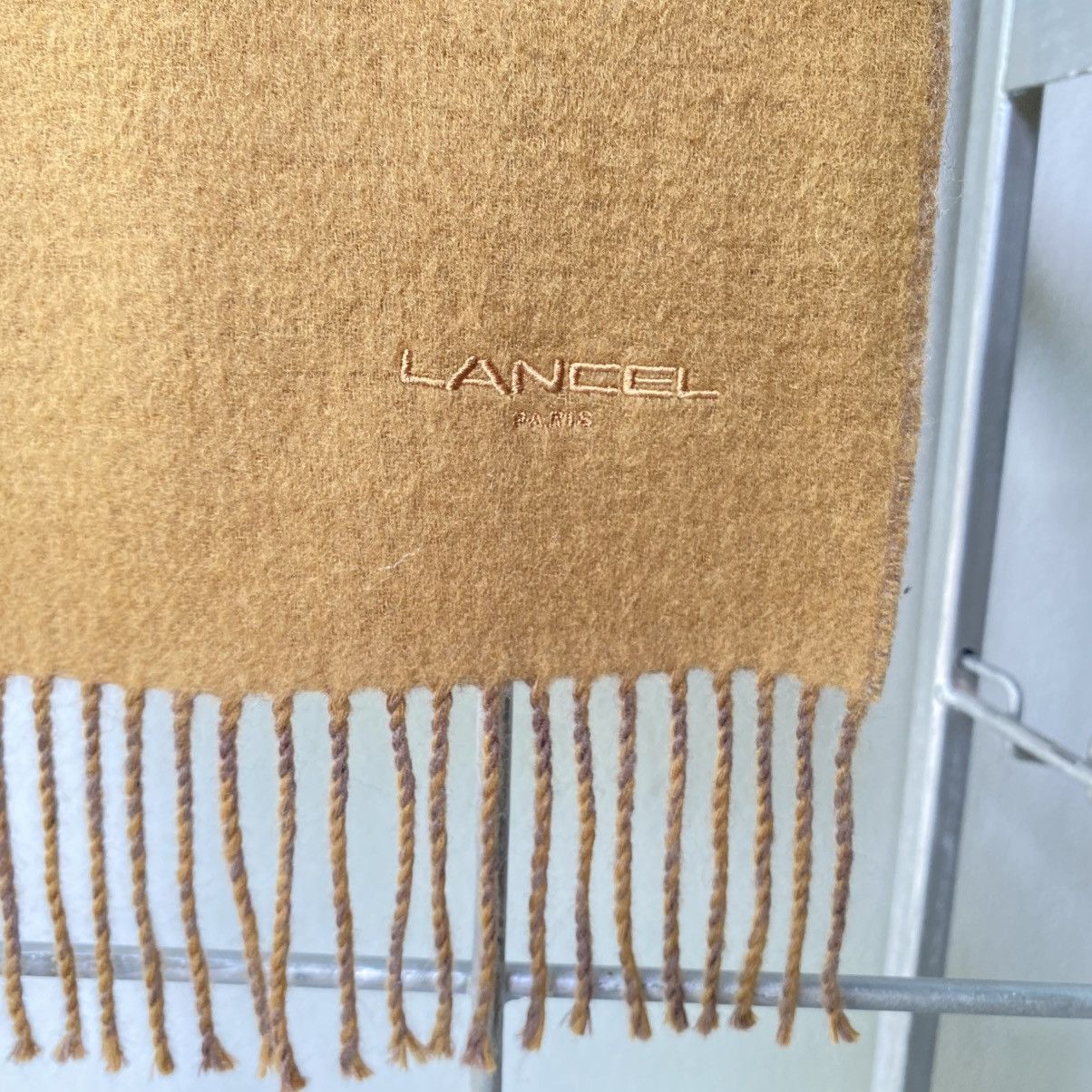 Lancel LANCEL Embroidered Edge Wool Scarf in Mocha & Taupe Size ONE SIZE - 6 Thumbnail