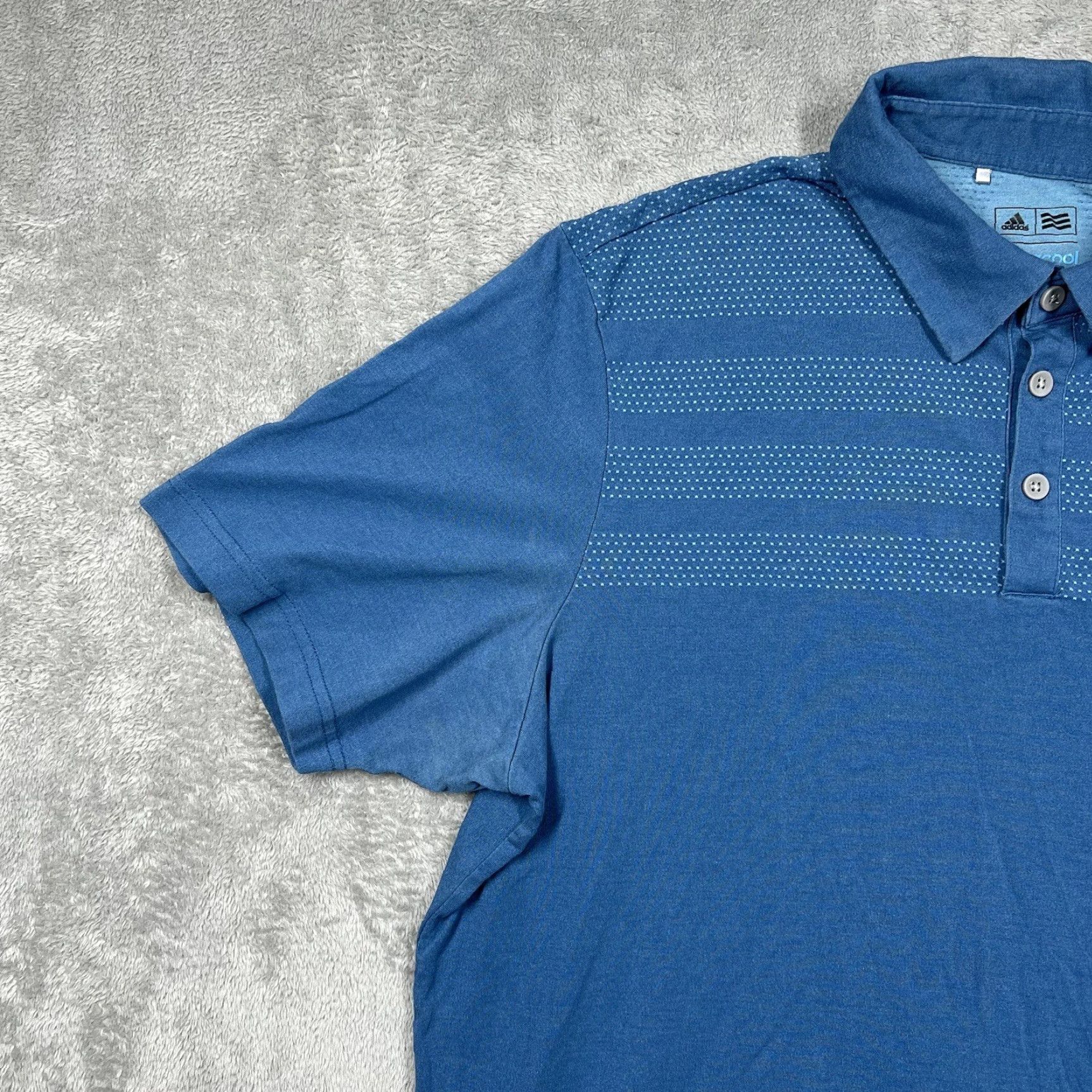 Adidas Adidas Climacool Polo Shirt Men XL Short Sleeve Teal Blue BC4063 Mapped Logo, Striped, Knit, Golf, All Seasons Size US XL / EU 56 / 4 - 7 Thumbnail