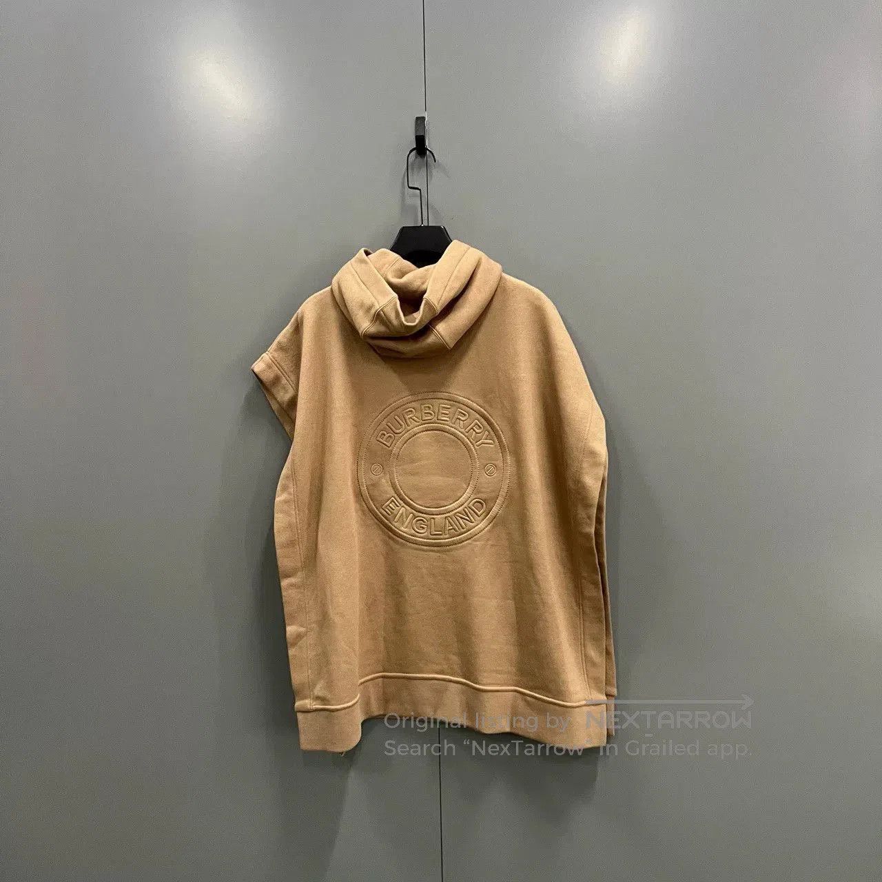 burberry khaki logo embroidered hoodie.