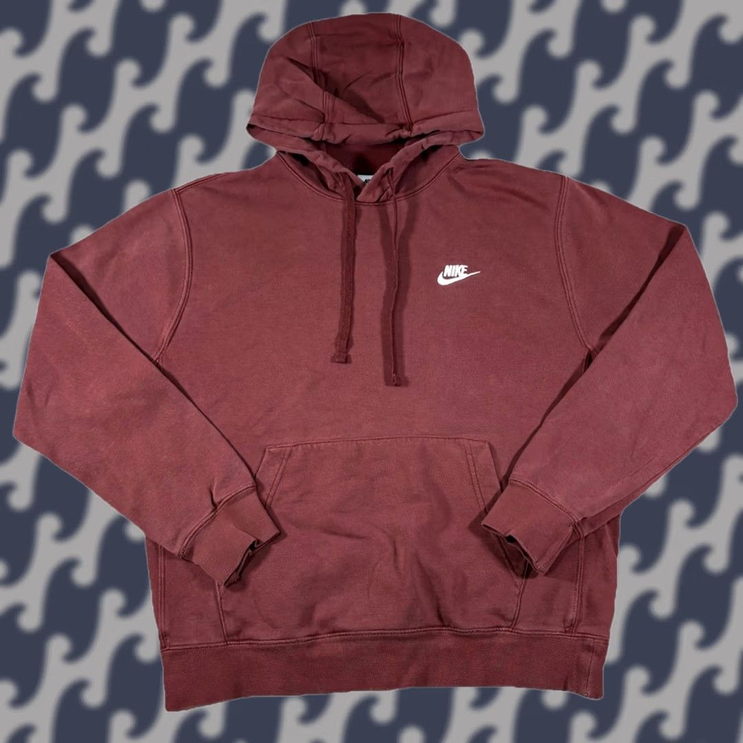 Nike Nike Swoosh Pullover Hoodie Sweatshirt Burgundy Mens Medium Hoodie Pullover Fleece Logo Pocket Hooded Size US M / EU 48-50 / 2 - 1 Thumbnail