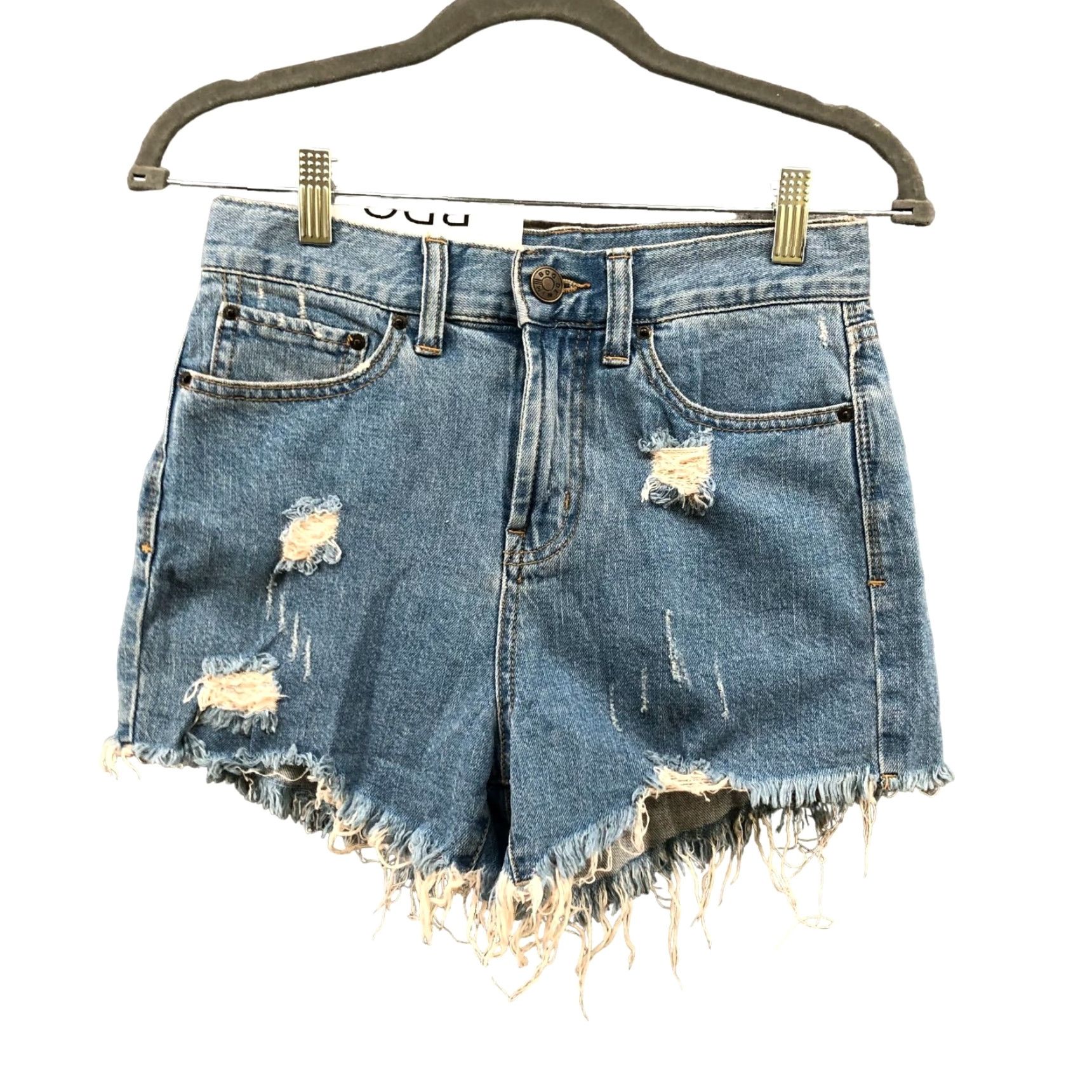 Urban Outfitters BDG High Rise Distressed Cut-Off Denim Shorts Womens 25 Blue Festival Size 42" / US 20 - 2 Thumbnail
