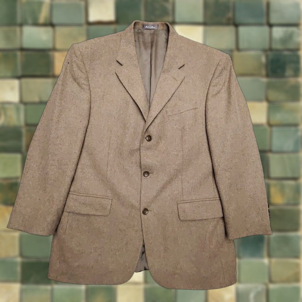 Oscar De La Renta Oscar de la Renta Jacket Mens 43R Wool Cashmere Tan Classic Sport Blazer Brown Shirt? Size 42R - 1 Thumbnail