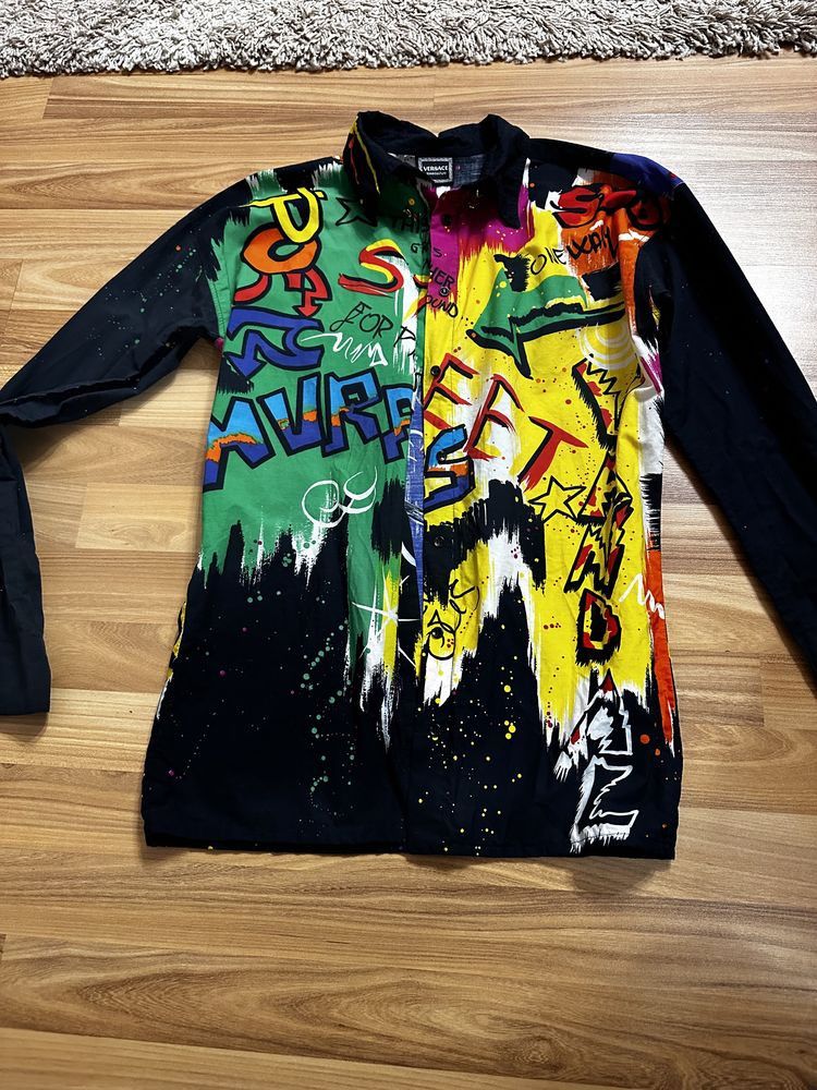 Versace × Versace Jeans Couture × Vintage Vintage Versace Graffiti Unisex Silk Shirt Size US M / EU 48-50 / 2 - 3 Thumbnail