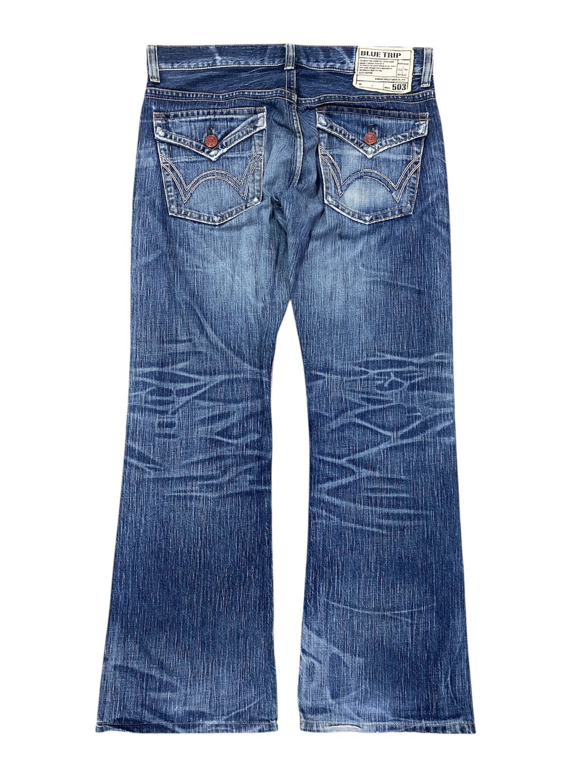 Japanese Brand 🔥Archieves🔥Edwin Flare 503 Raw Blue Trip Sky Blue Denim Size US 32 / EU 48 - 5 Thumbnail