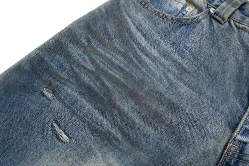 Japanese Brand Momoko x Hioki Custom Distressed Ripped hole baggyJeans Size US 30 / EU 46 - 3 Thumbnail